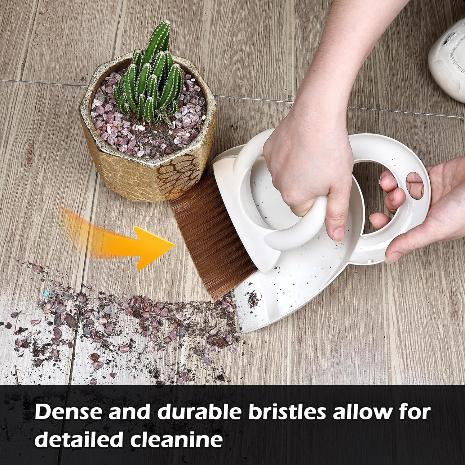 Mini White Hand Broom and Dustpan Set for Home, Camping, and Pet Cleanup - Image 5