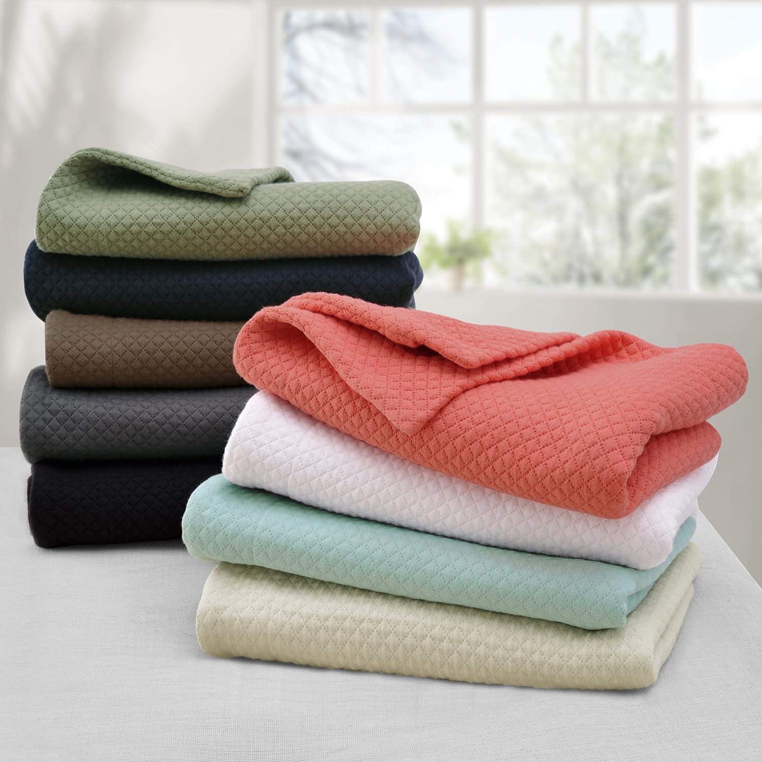 Sage Green Cotton Full Size Oversized Bedspread Set with Pillow Shams - Image 5
