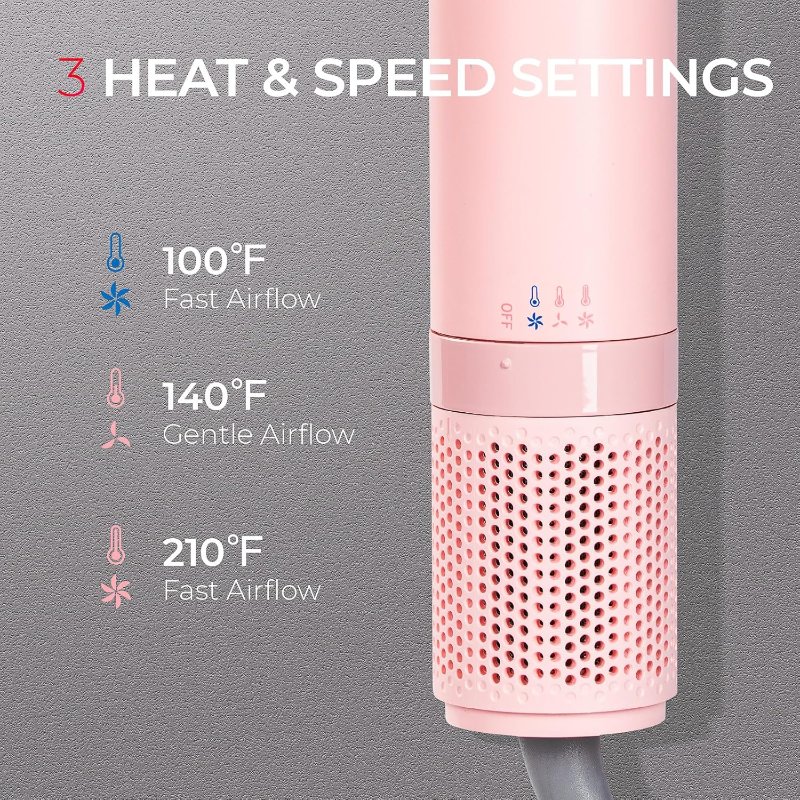 TYMO 3.0 Pink 5-in-1 Lightweight Ionic Hair Blow Dryer Brush with Smoothing Comb - Image 7