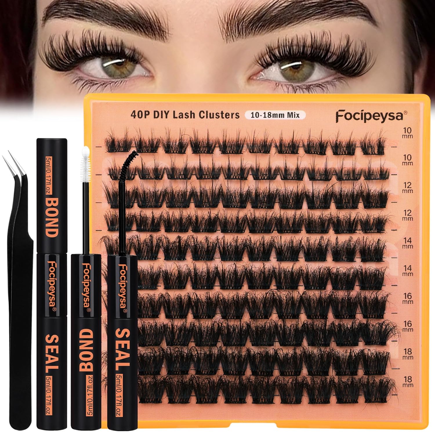Focipeysa Thick Lash Extension Kit with 40 Full Volume Lash Clusters and Glue, 10-18MM - Image 6