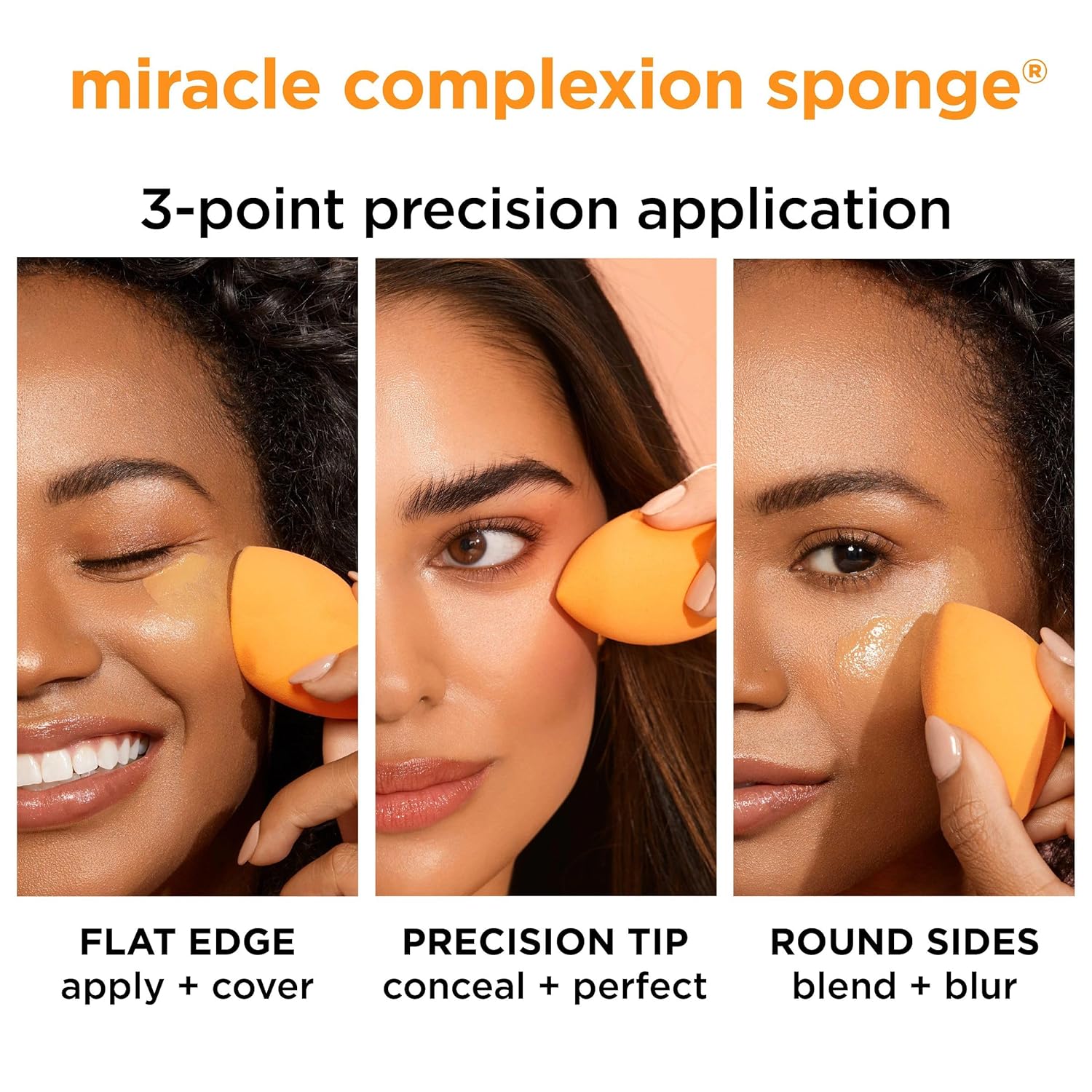 Real Techniques Miracle Complexion Sponge for Liquid & Cream Foundation, Latex-Free Foam, 1 Count, Orange - Image 4