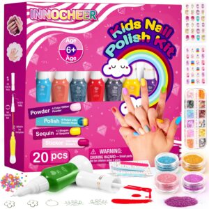 INNOCHEER Kids Nail Polish Set for Girls, Nail Art Kit Toys for Girls 4-6 8-10, Kids Nail Kit for Girls Ages 7-12, Kids Nail Set Birthday Christmas Princess 6 7 8 9 10 11 12 Year Old Girl Gifts Toys