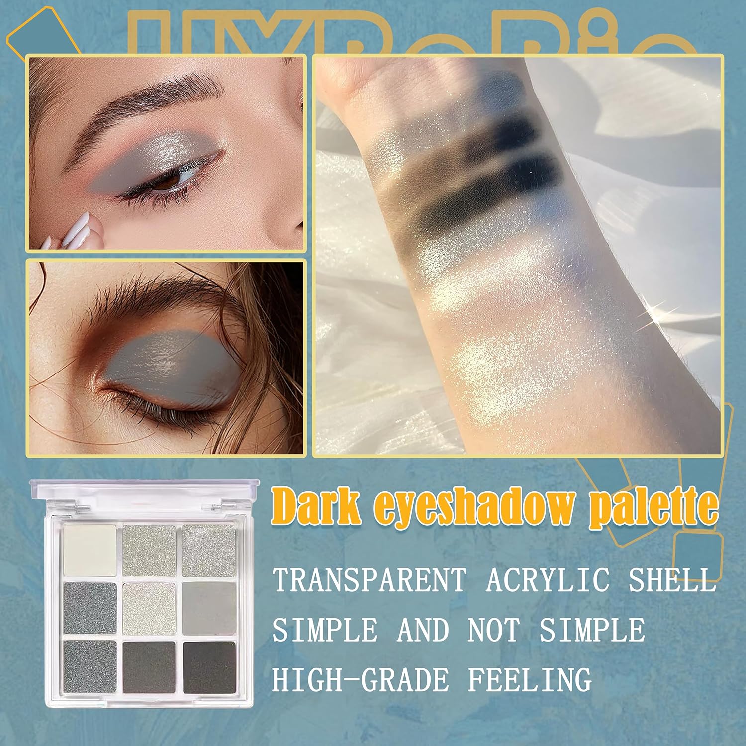 9 Color Smoky Eyeshadow Palette with 3 Brushes Waterproof Long Lasting High Pigment - Image 2