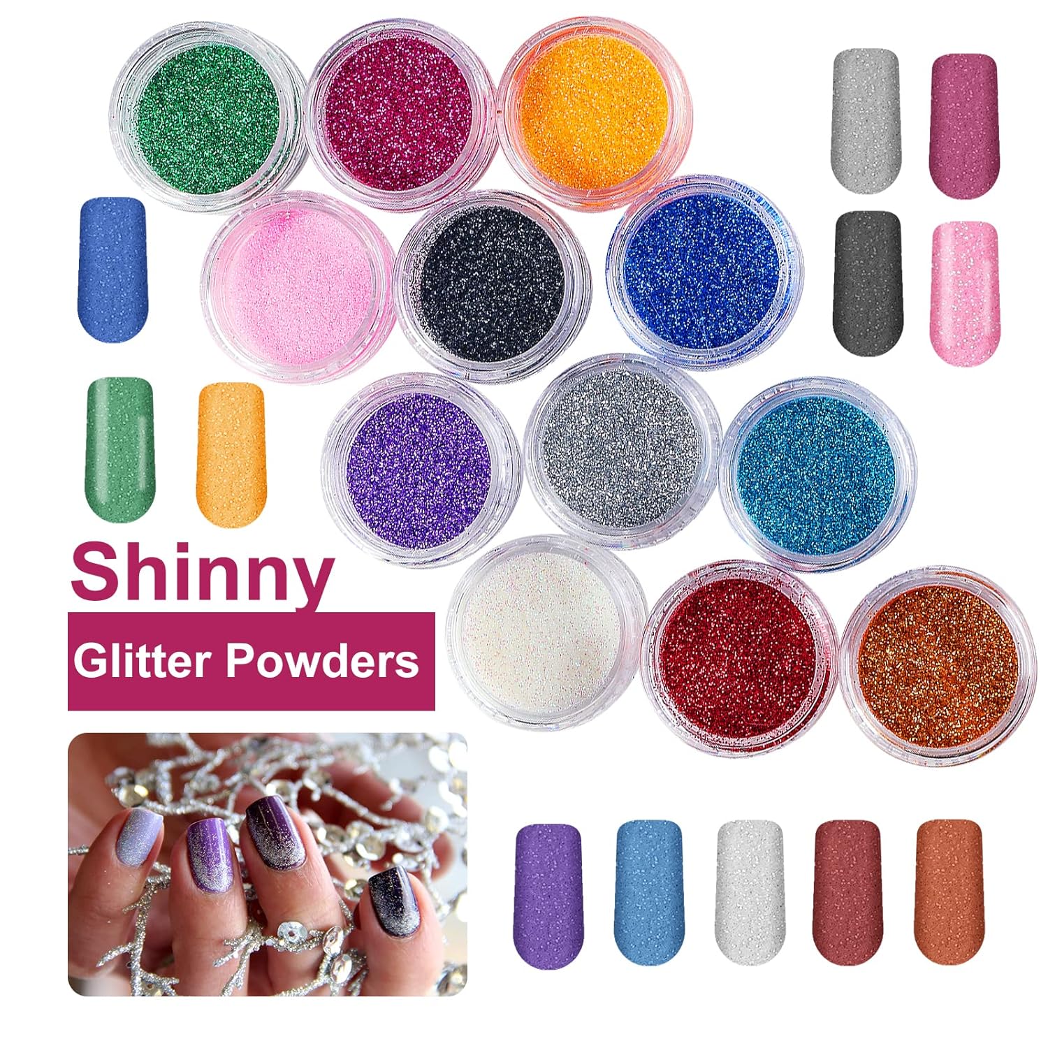 BLIFF Acrylic Nail Kit for Beginners with 12 Glitter Powders and Nail Art Tools - Image 3