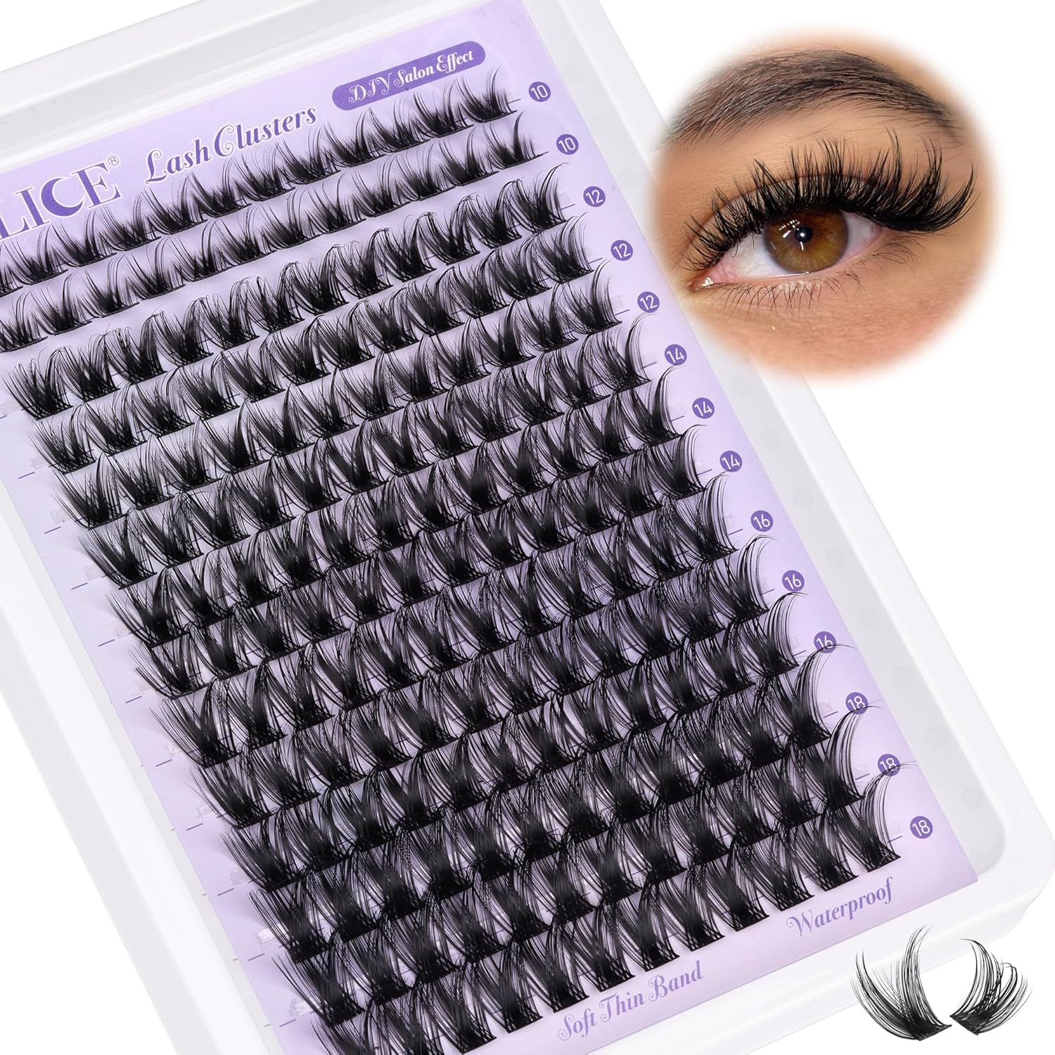 ALICE 168pcs Wispy Eyelash Clusters 10-18mm Natural Volume Extensions with Soft Band - Image 9