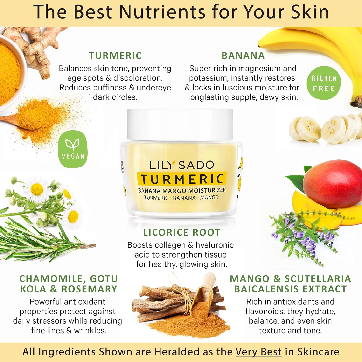 LILY SADO Turmeric Banana Mango Face Moisturizer 4 oz Vegan Daily Cream - Image 3