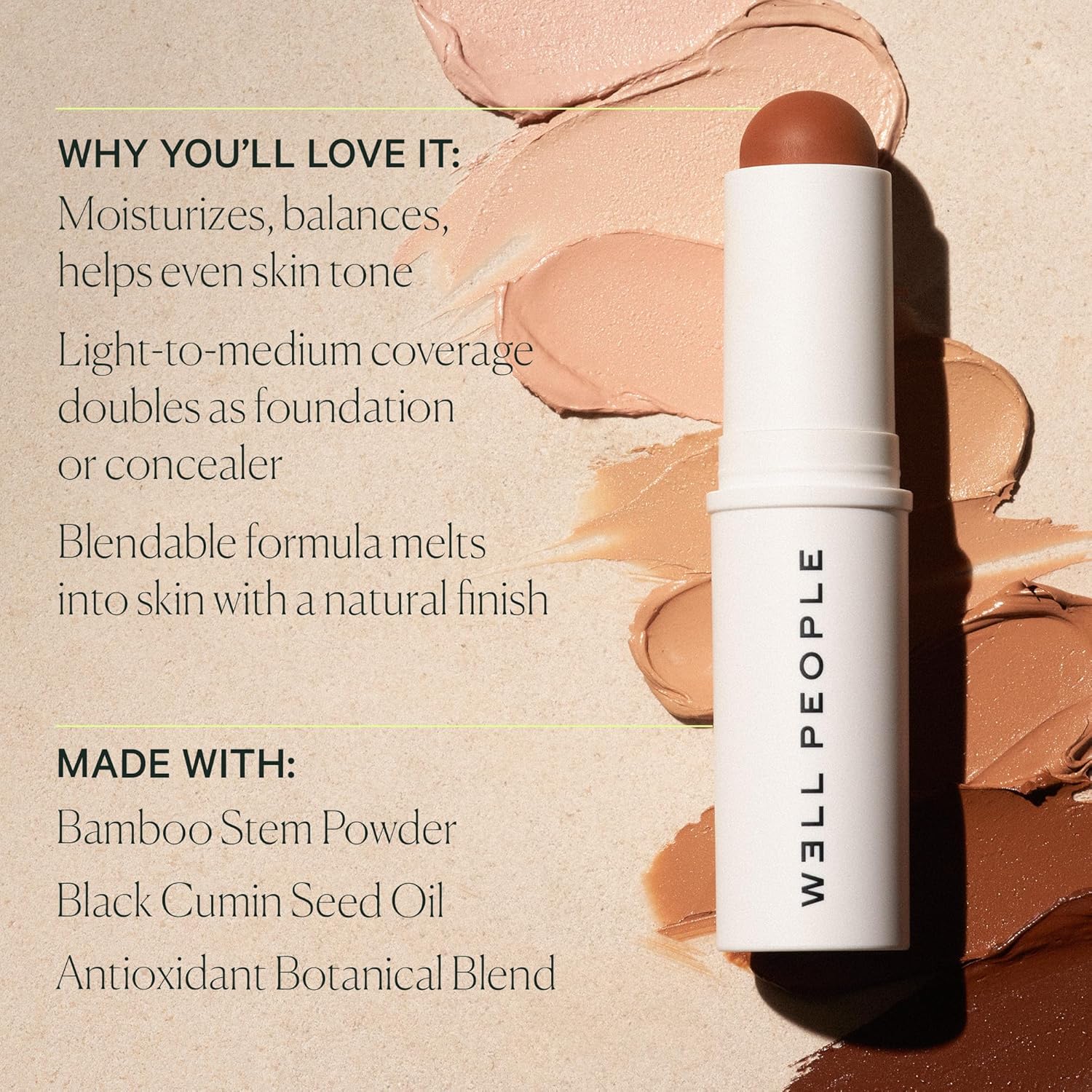 Well People Supernatural Complexion Stick Foundation and Concealer, 26 Medium Warm, Lightweight, Vegan, Hydrating - Image 5