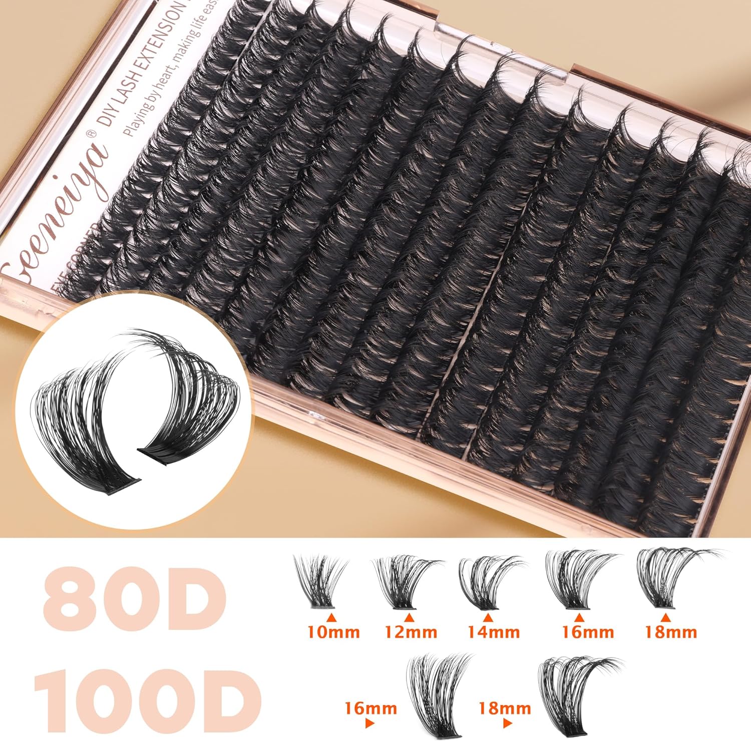 Geeneiya DIY Volume Lash Clusters Kit Bond Seal Tweezers 300 Pcs Mink Lashes - Image 4