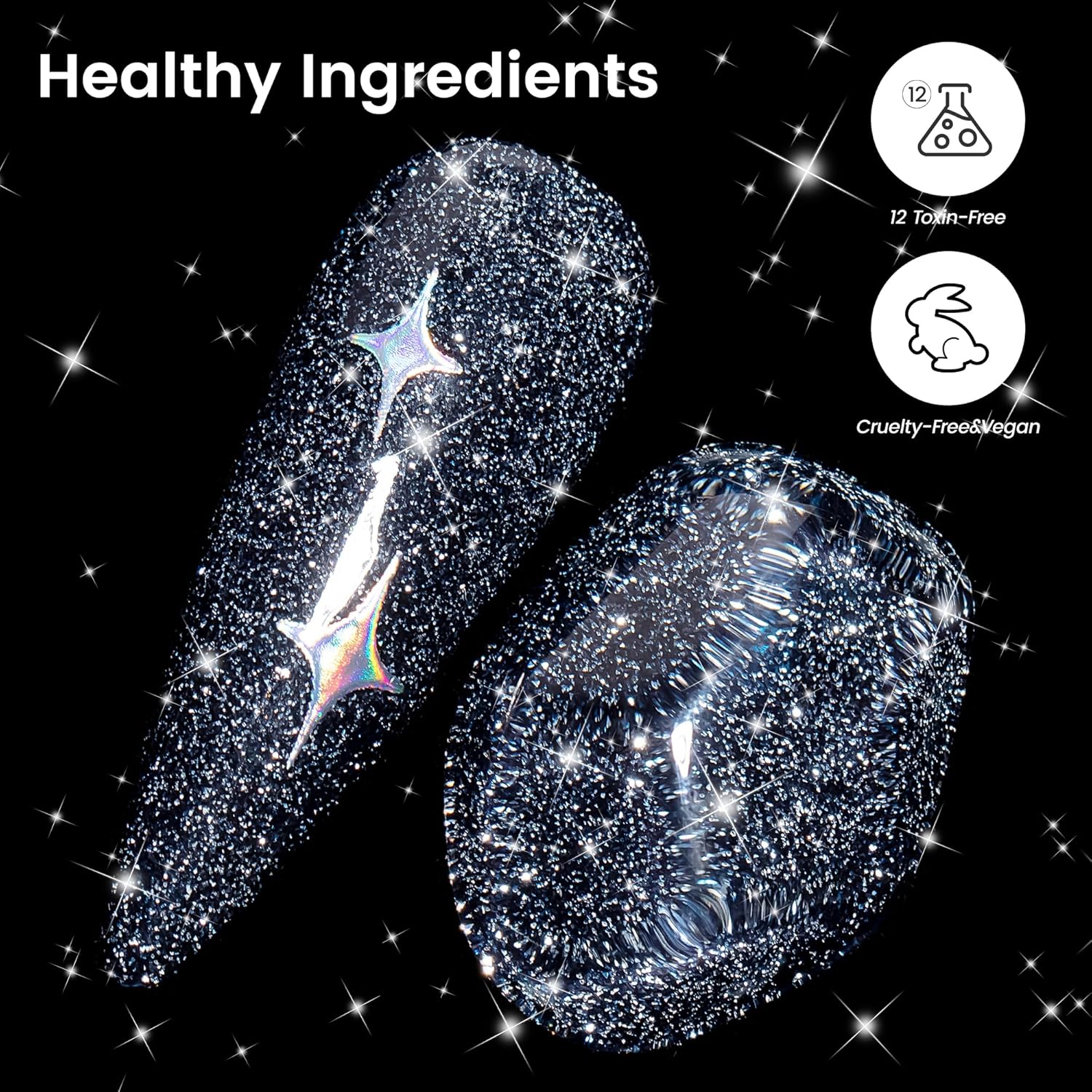 Likomey 15ml Black Diamond Reflective Glitter Gel Nail Polish Shimmer - Image 6