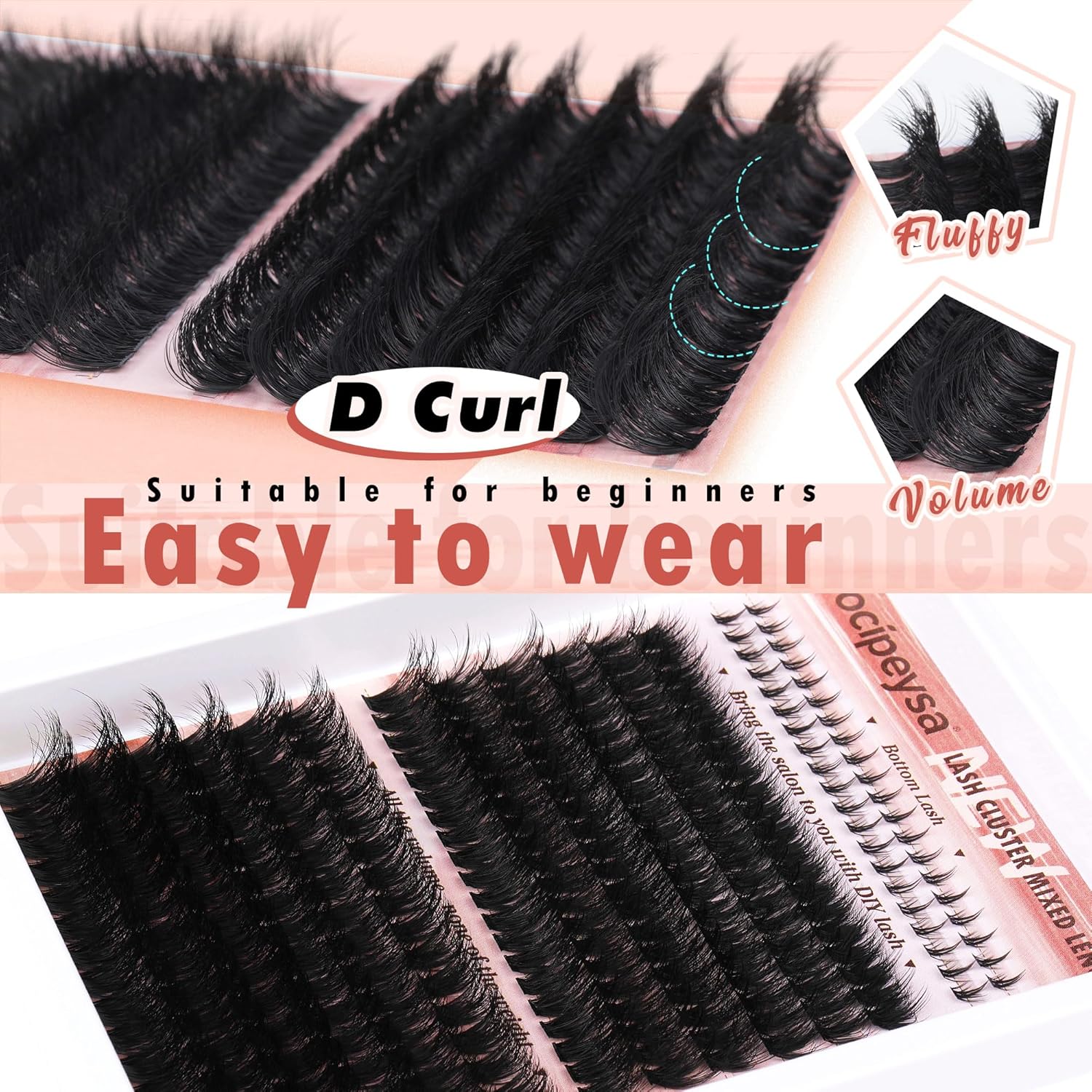 Focipeysa Full Volume Lash Extension Kit, D-Curl 12-18mm, with Bond and Seal - Image 4
