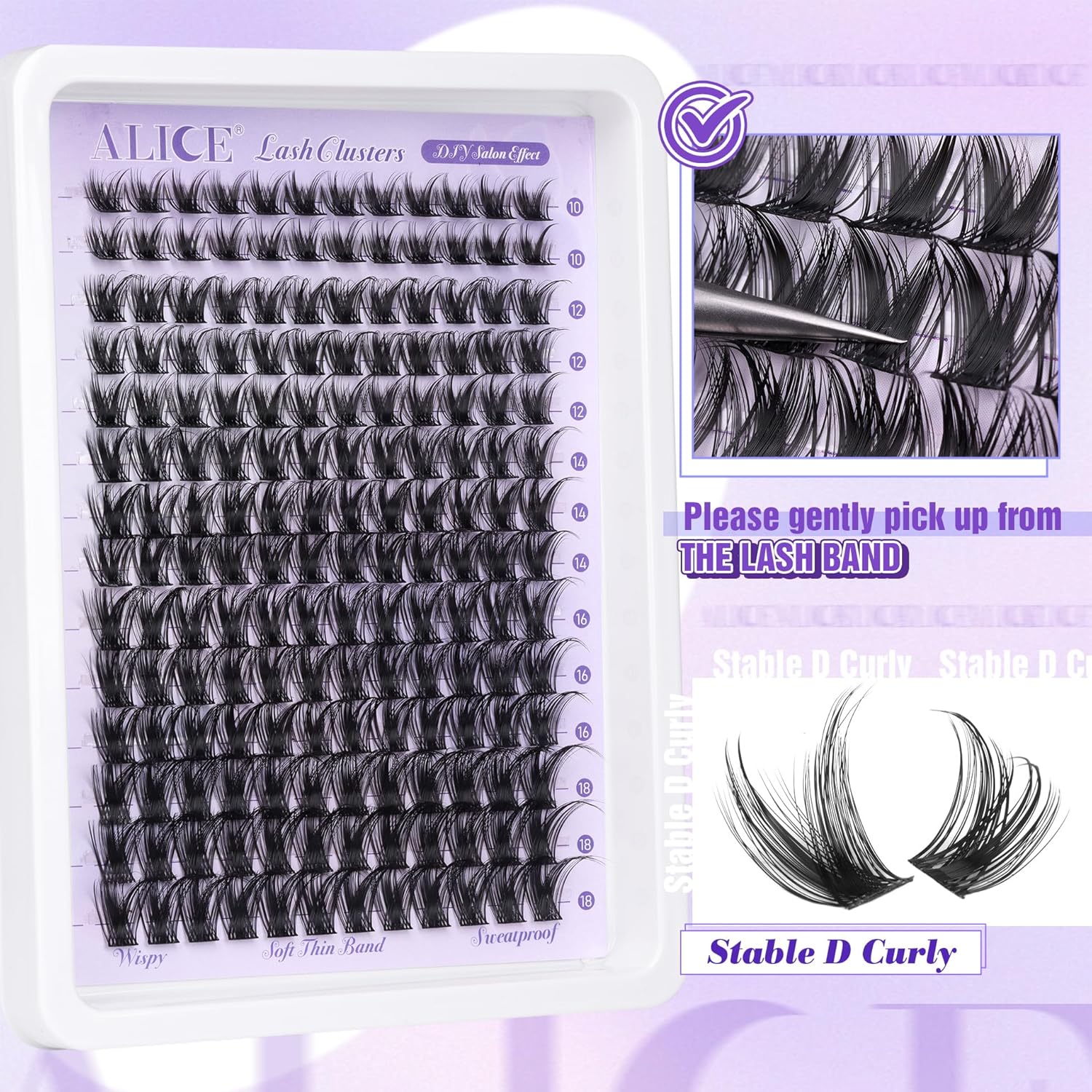 ALICE 168pcs Wispy Eyelash Clusters 10-18mm Natural Volume Extensions with Soft Band - Image 6