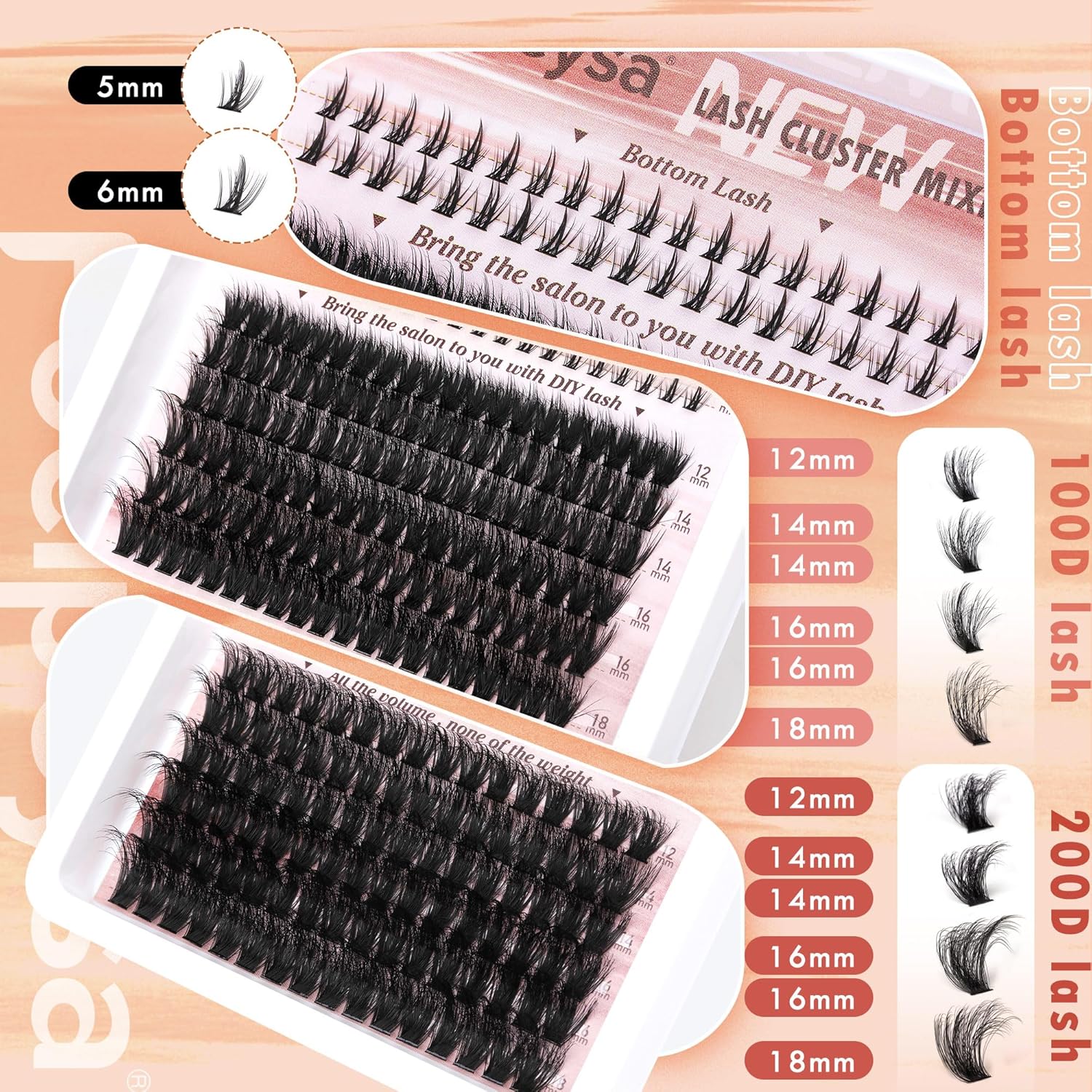 Focipeysa Full Volume Lash Extension Kit, D-Curl 12-18mm, with Bond and Seal - Image 2