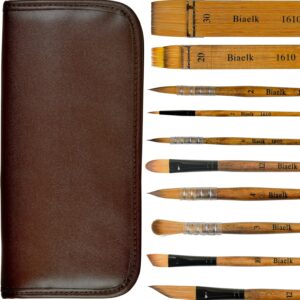 Artist Watercolor Brushes Professional,Biaelk 10PCS Variety Travel Watercolor Paint Brushes Set,Including Pointed Rounds, Hake, Dagger, for Acrylics,Inks,Gouache,Oil Tempera Face Painting
