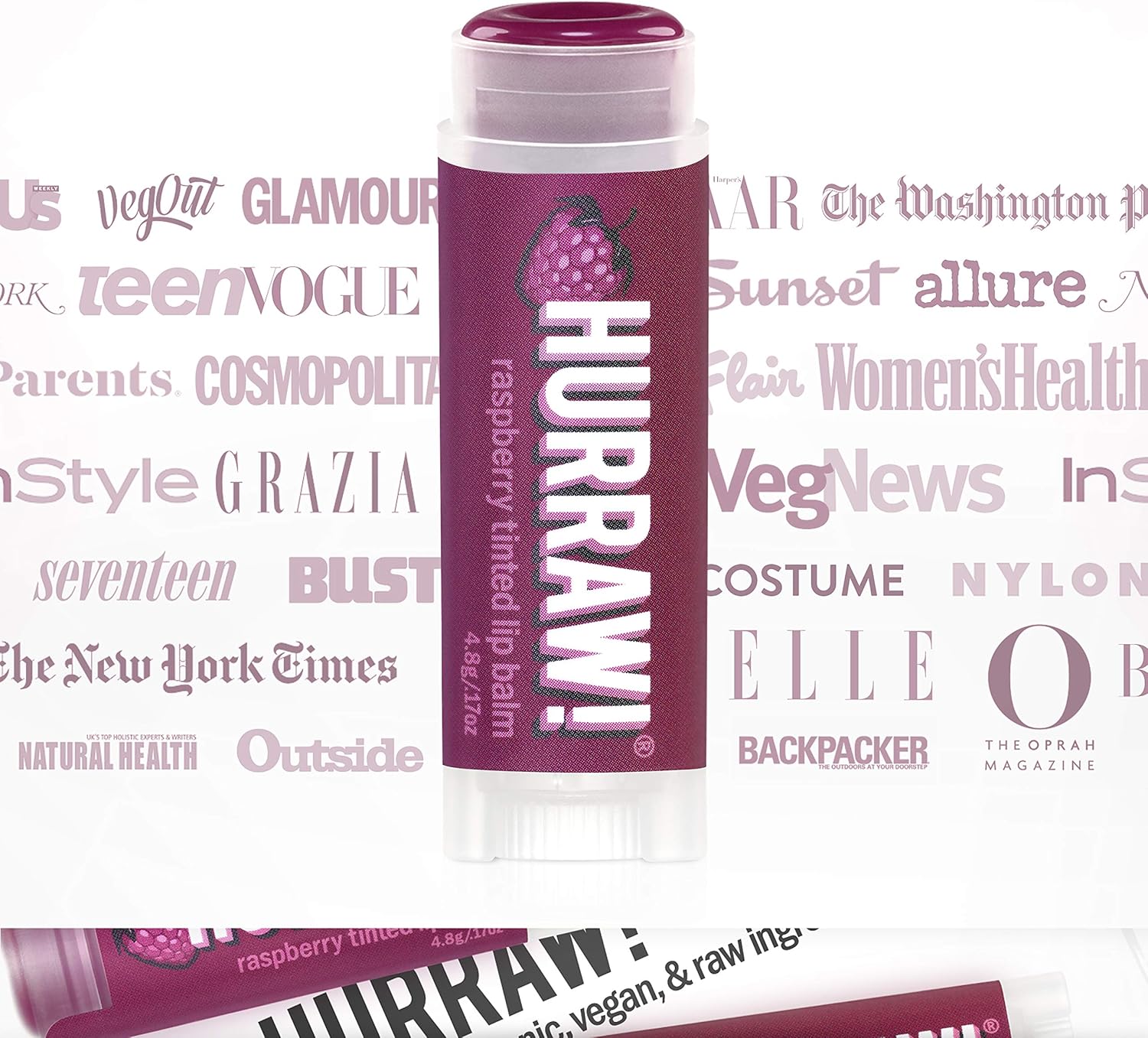 Hurraw Organic Vegan Raspberry Tinted Lip Balm 0.15 oz Sheer Berry Tint - Image 6