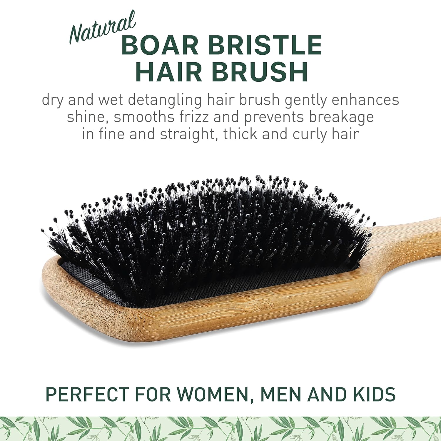 Boar Bristle Paddle Hair Brush for All Hair Types Wet and Dry Use Large - Image 2