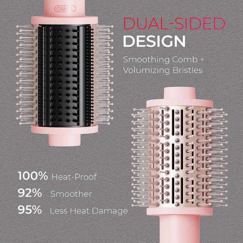 TYMO 3.0 Pink 5-in-1 Lightweight Ionic Hair Blow Dryer Brush with Smoothing Comb - Image 5