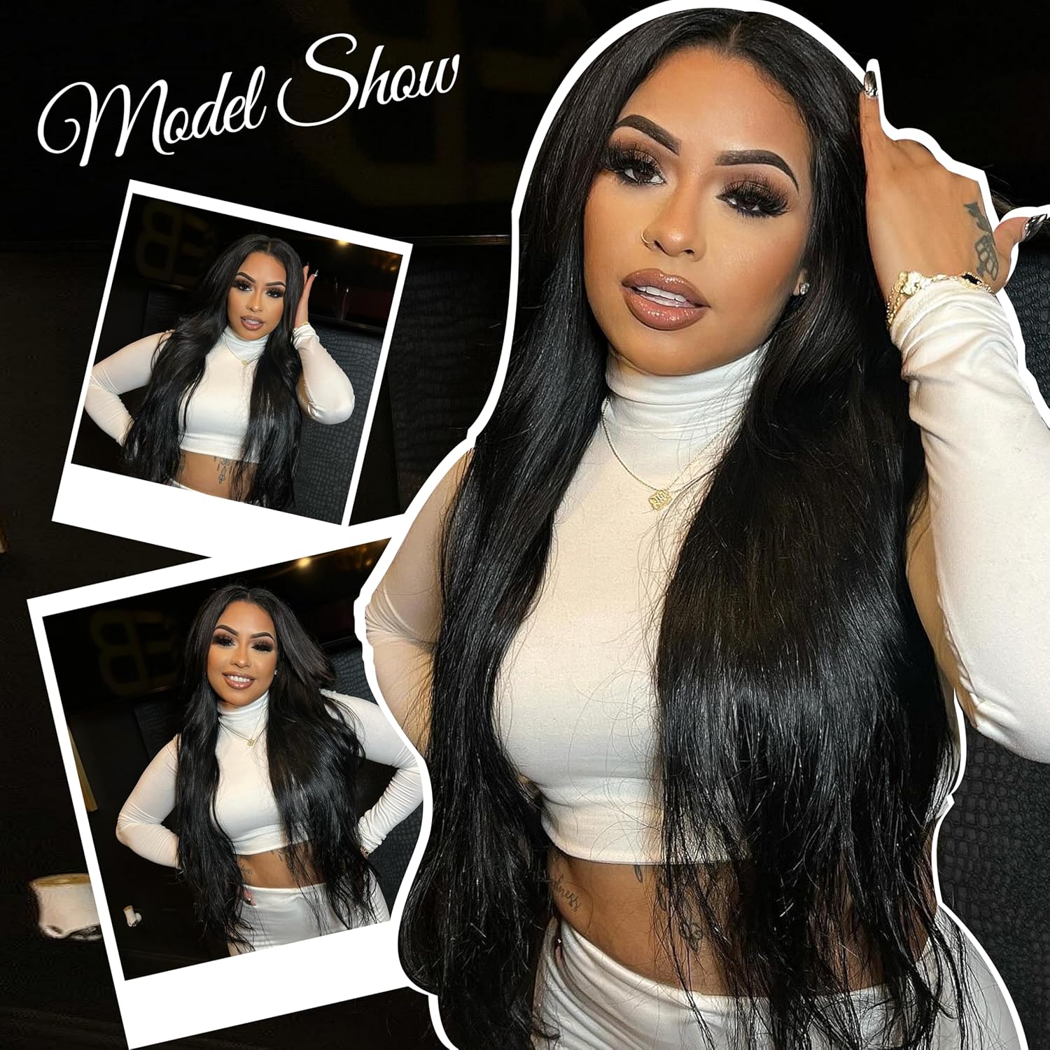Clip in Hair Extensions Real Human Hair 16 Inch 90g Natural Black 8pcs Set - Image 7