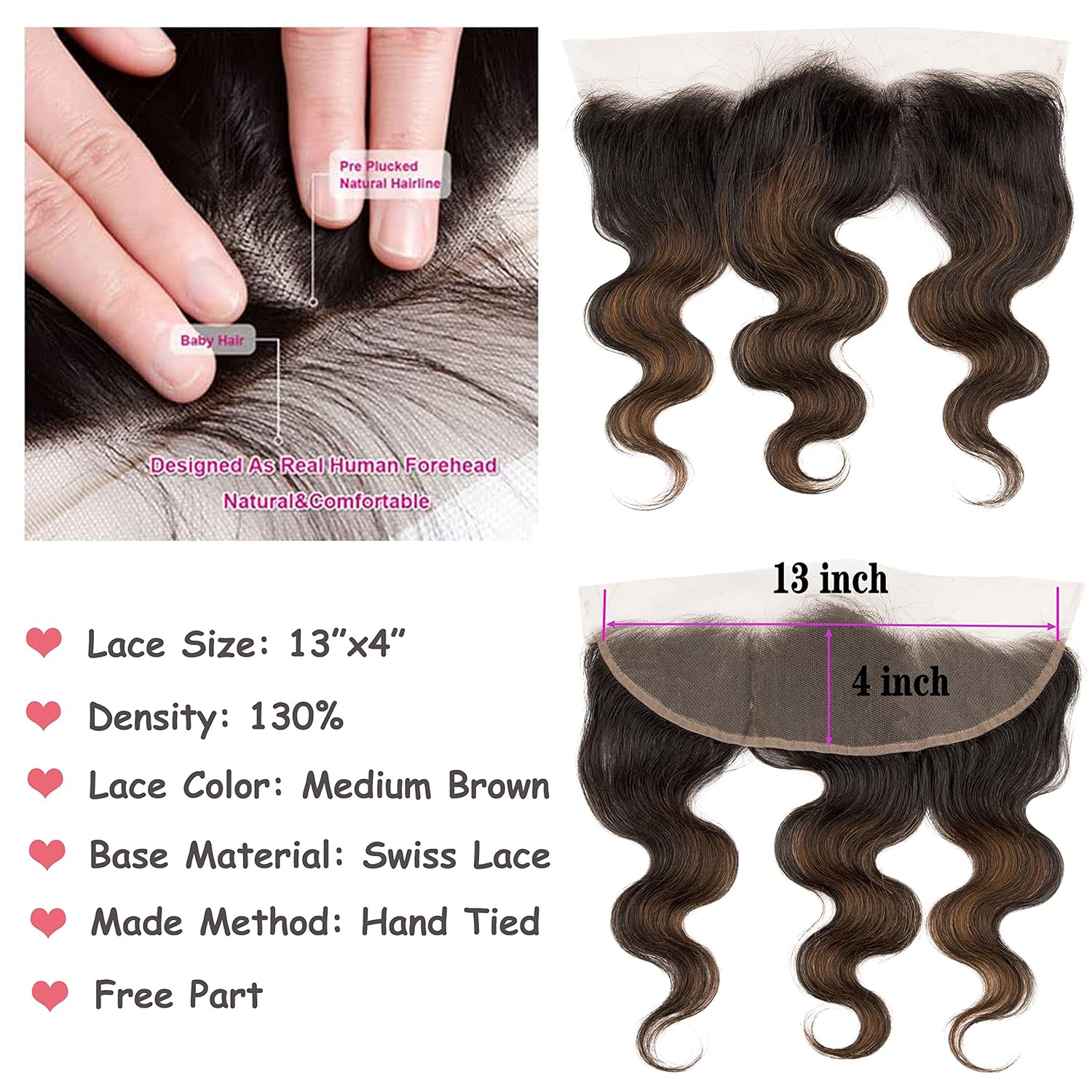 FB30 Color Brazilian Body Wave 3 Bundle Hair Extensions with Frontal 12 14 16 Inch - Image 2