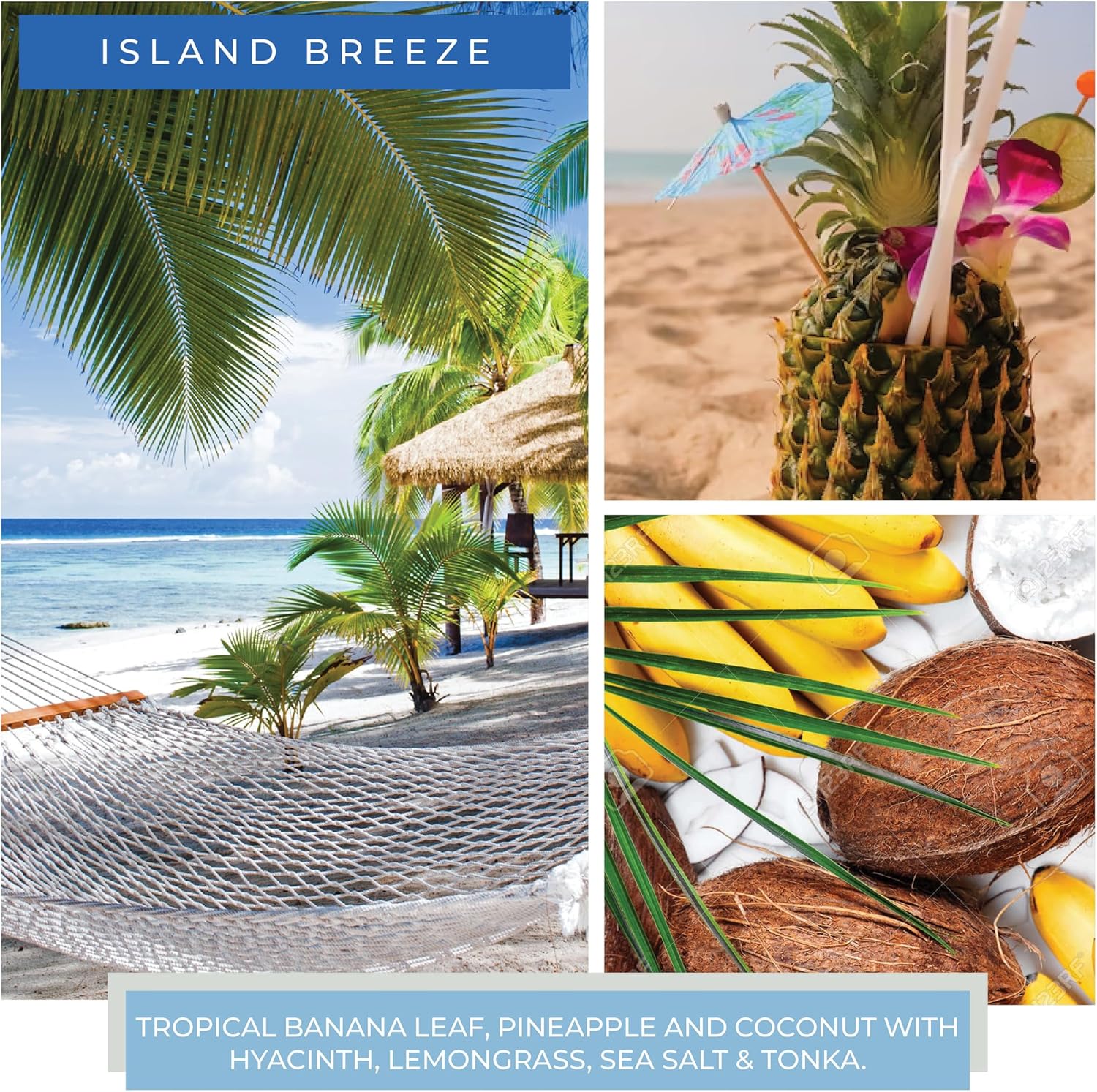 Island Breeze 34oz Scented Candle Jar with Lid Blue 155 Hour Burn Time - Image 3