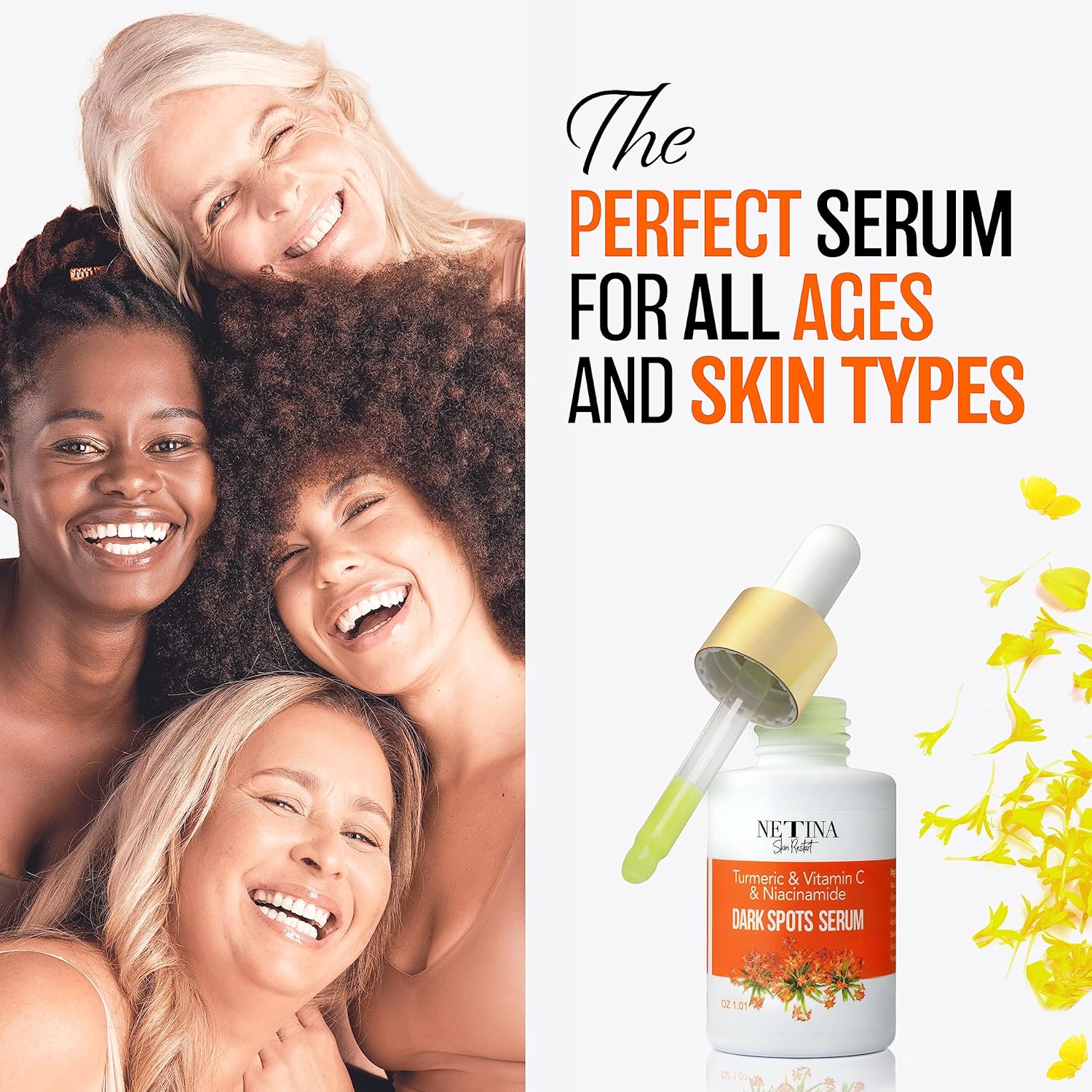 NETINA SKIN RESTART 30ml Vitamin C Brightening Serum for Dark Spots with Niacinamide Turmeric - Image 5