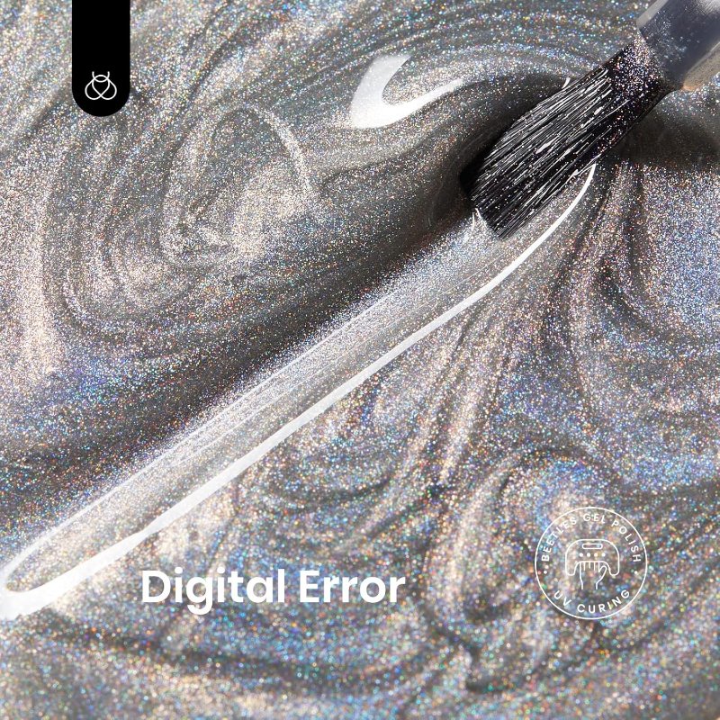 Beetles 15ml Holographic Gel Nail Polish Reflective Silver Iridescent with Glitter - Image 2