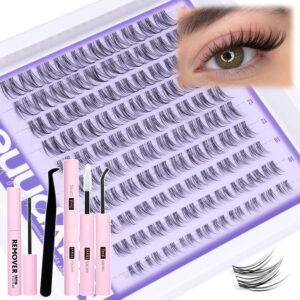 Lash Clusters Kit Natural Lashes Clusters Wispy Eyelash Clusters Eyelash Extensions Kit CC-Curly Cluster Lashes Kit 8-16MM Individual with Lashes Lash Bond and Seal and Remover Kit