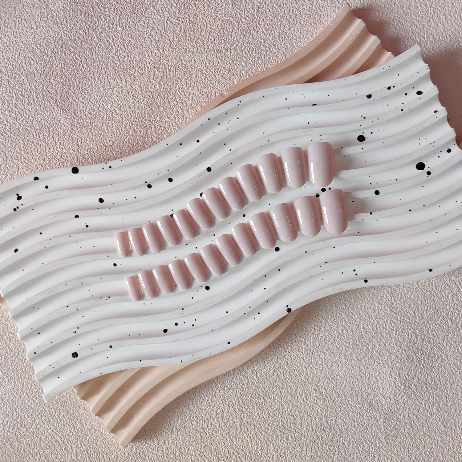 Dusty Baby Pink Short Oval Press On Nails, 24 Pc Handmade Acrylic Glue-On Set - Image 4