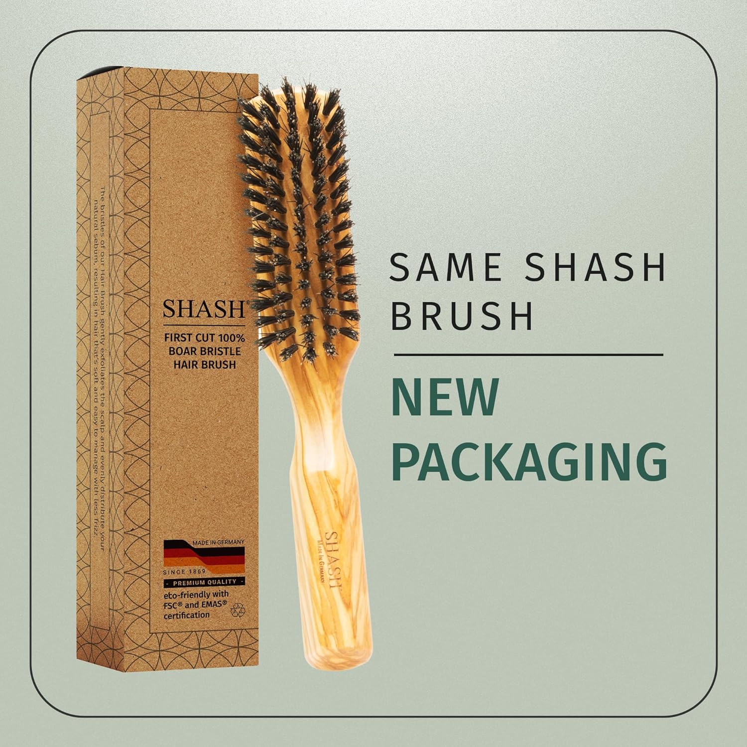 SHASH + KELLER 100% Boar Bristle Hair Brush for Thin to Normal Hair Conditions and Improves Texture - Image 3