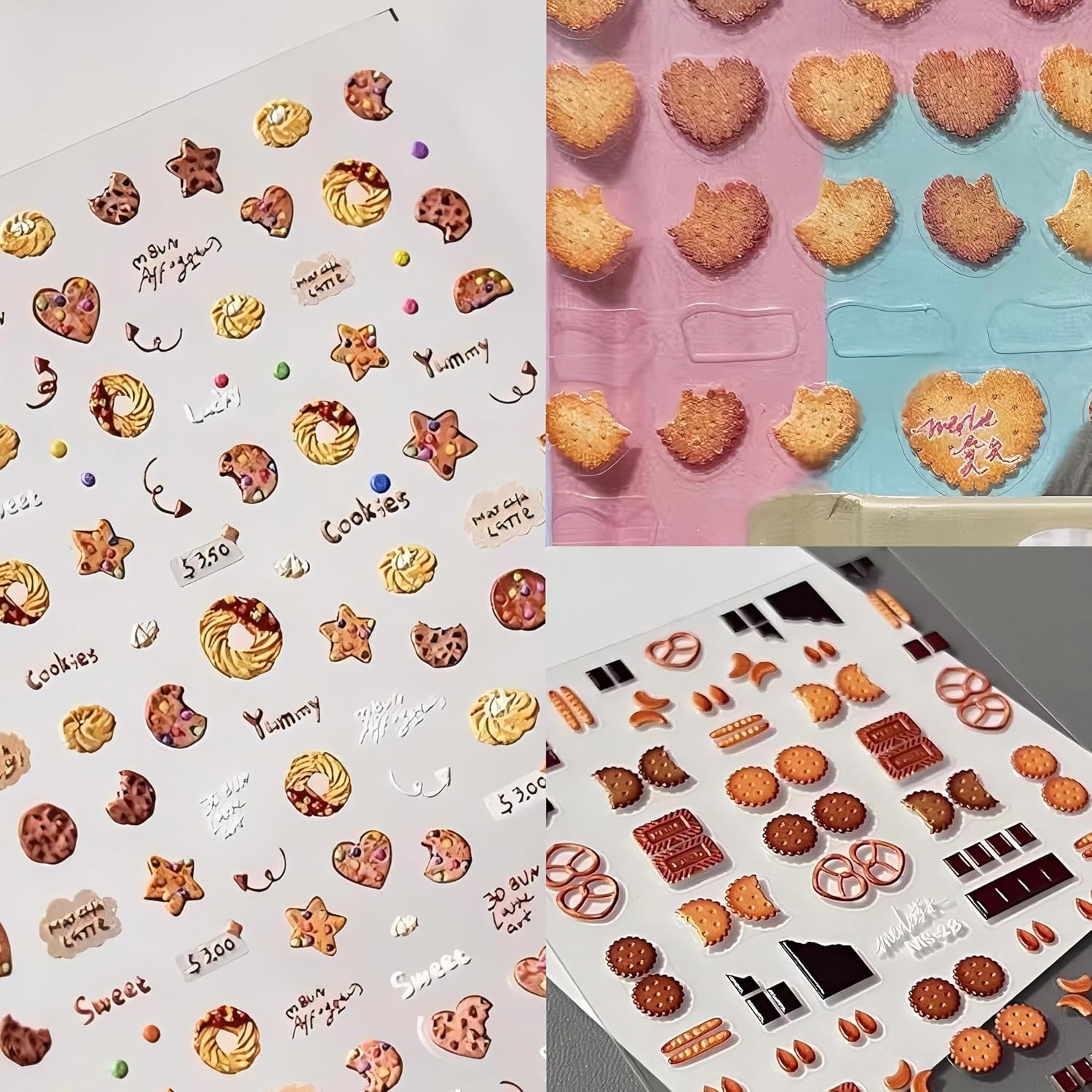 Dedyel 3D Self-Adhesive Food Nail Art Stickers for Women Girls Kids - Cake Donut Ice Cream Cookies Fruit Bread - Image 8