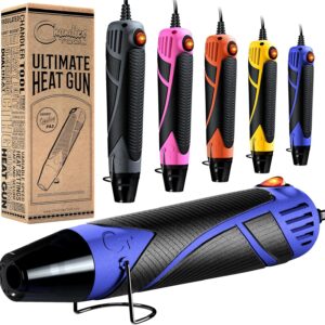 Heat Gun for Crafting, Mini Dual Temp Hot Air Gun Tool for Epoxy Resin, Shrink Wrapping, Vinyl Wrap, Embossing, Electronics, Candle Making, Sublimation, Phone Repair & DIY (Blue/Black)