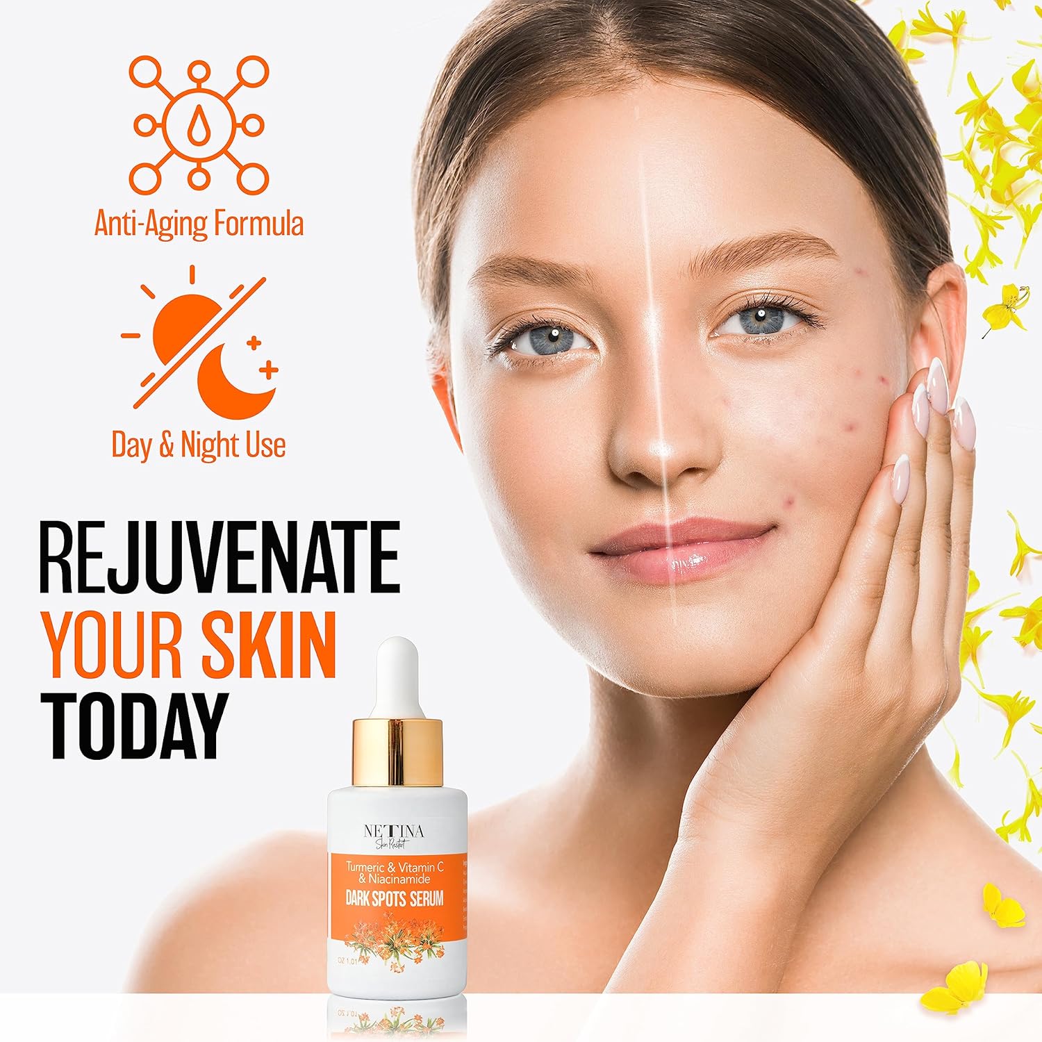 NETINA SKIN RESTART 30ml Vitamin C Brightening Serum for Dark Spots with Niacinamide Turmeric - Image 4