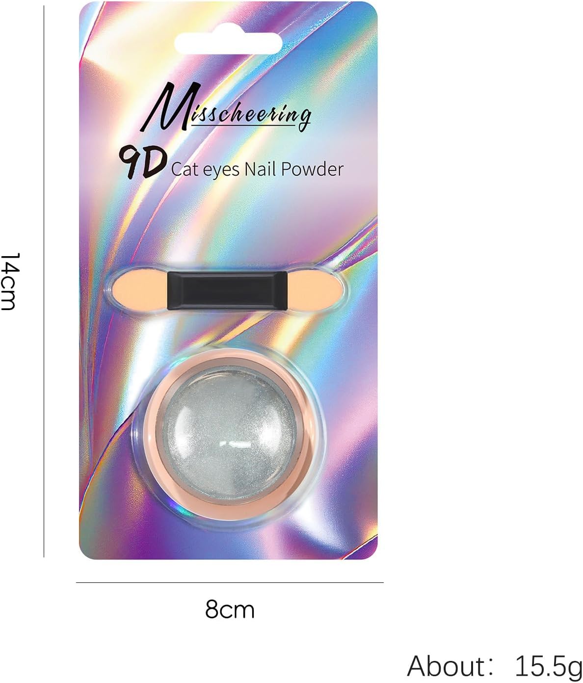 Magnetic Holographic Mirror Effect Nail Art Powder 3g Gold Chrome 9D Cat Eye - Image 2