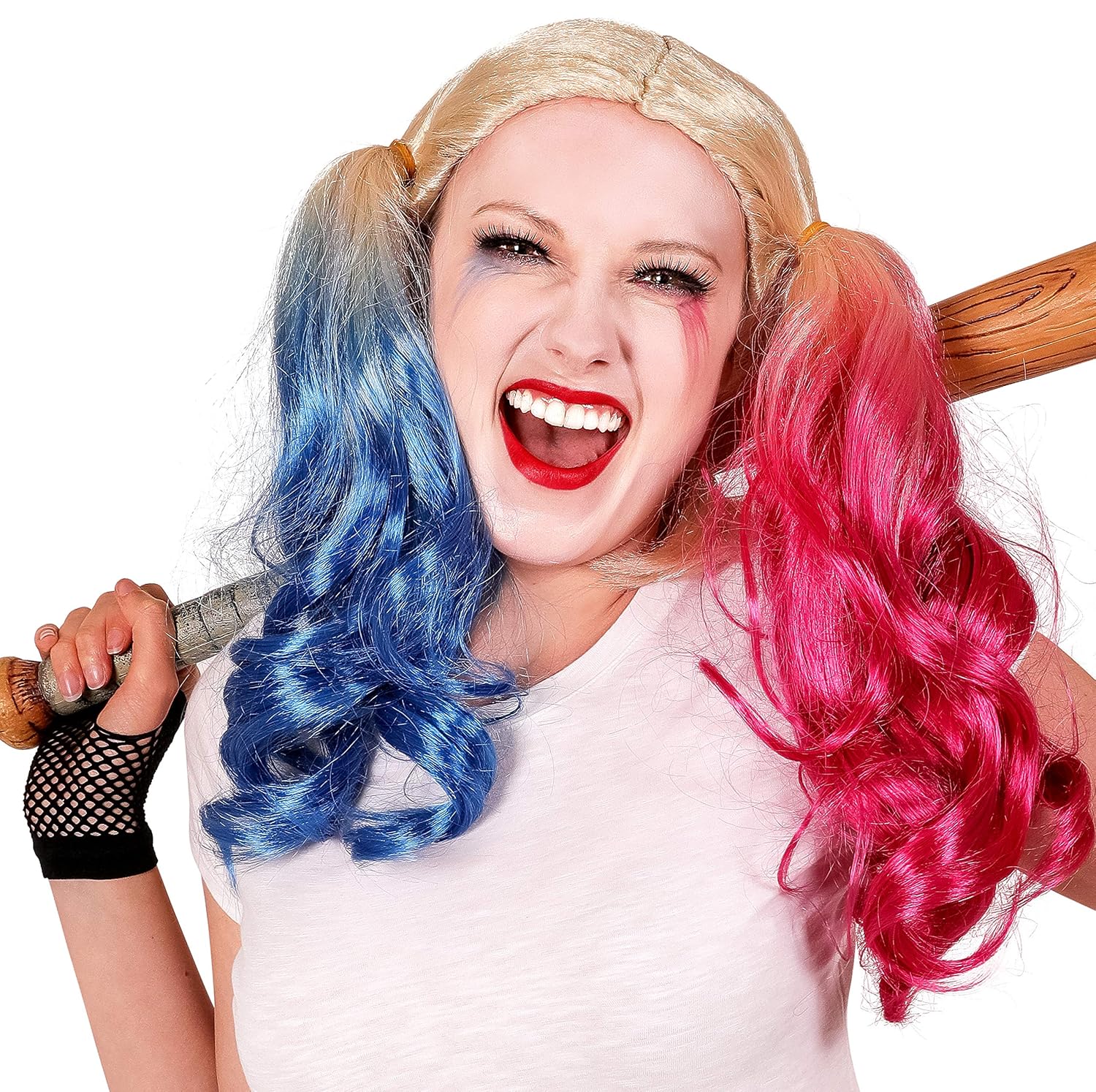 Harley Quinn Wig for Girls and Women - Pink and Blue Clown Costume Accessory - Image 2