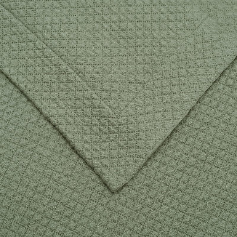 Sage Green Cotton Full Size Oversized Bedspread Set with Pillow Shams - Image 2