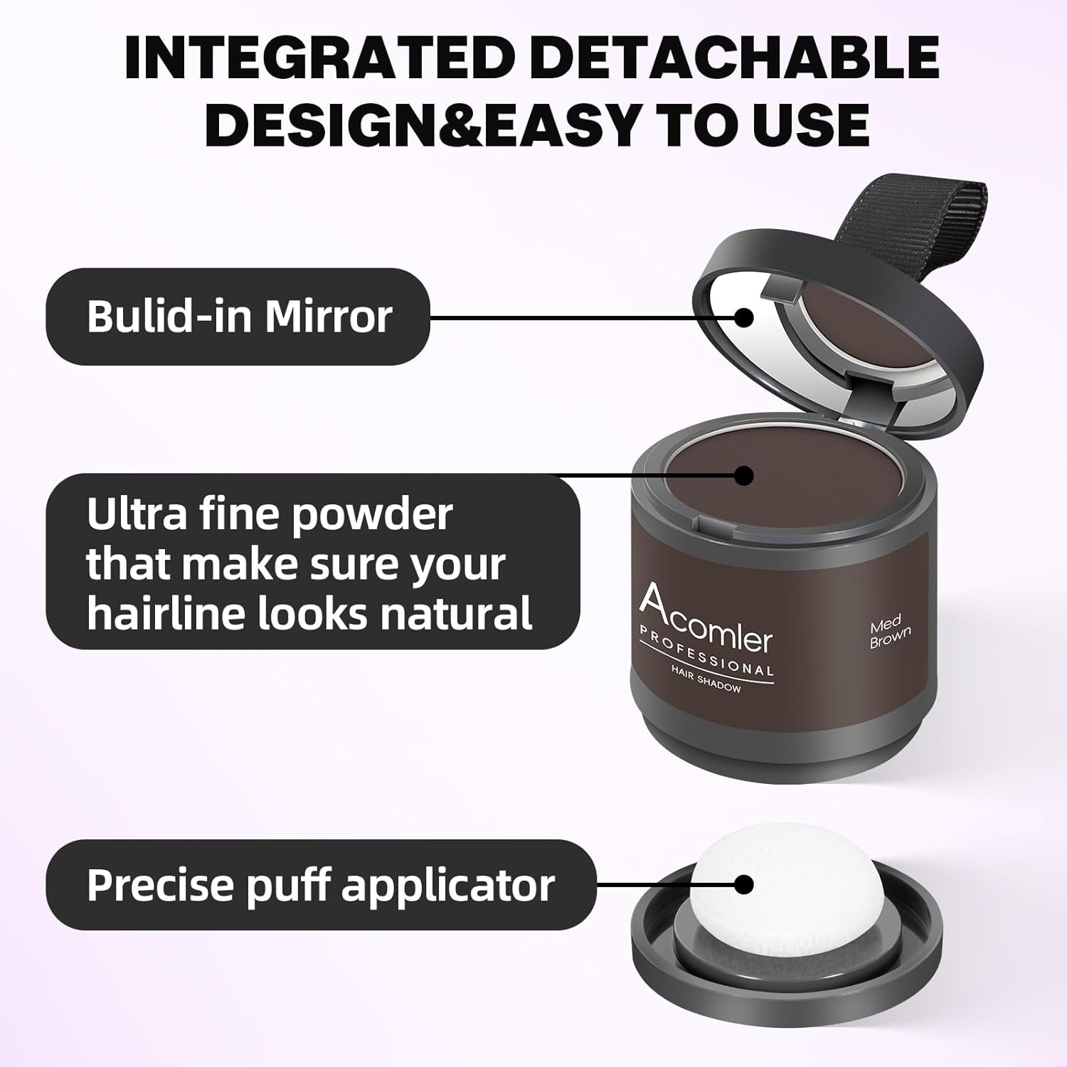 Acomler 0.35 oz Medium Brown Root Touch Up Powder for Thinning Hair and Grey Coverage - Image 2