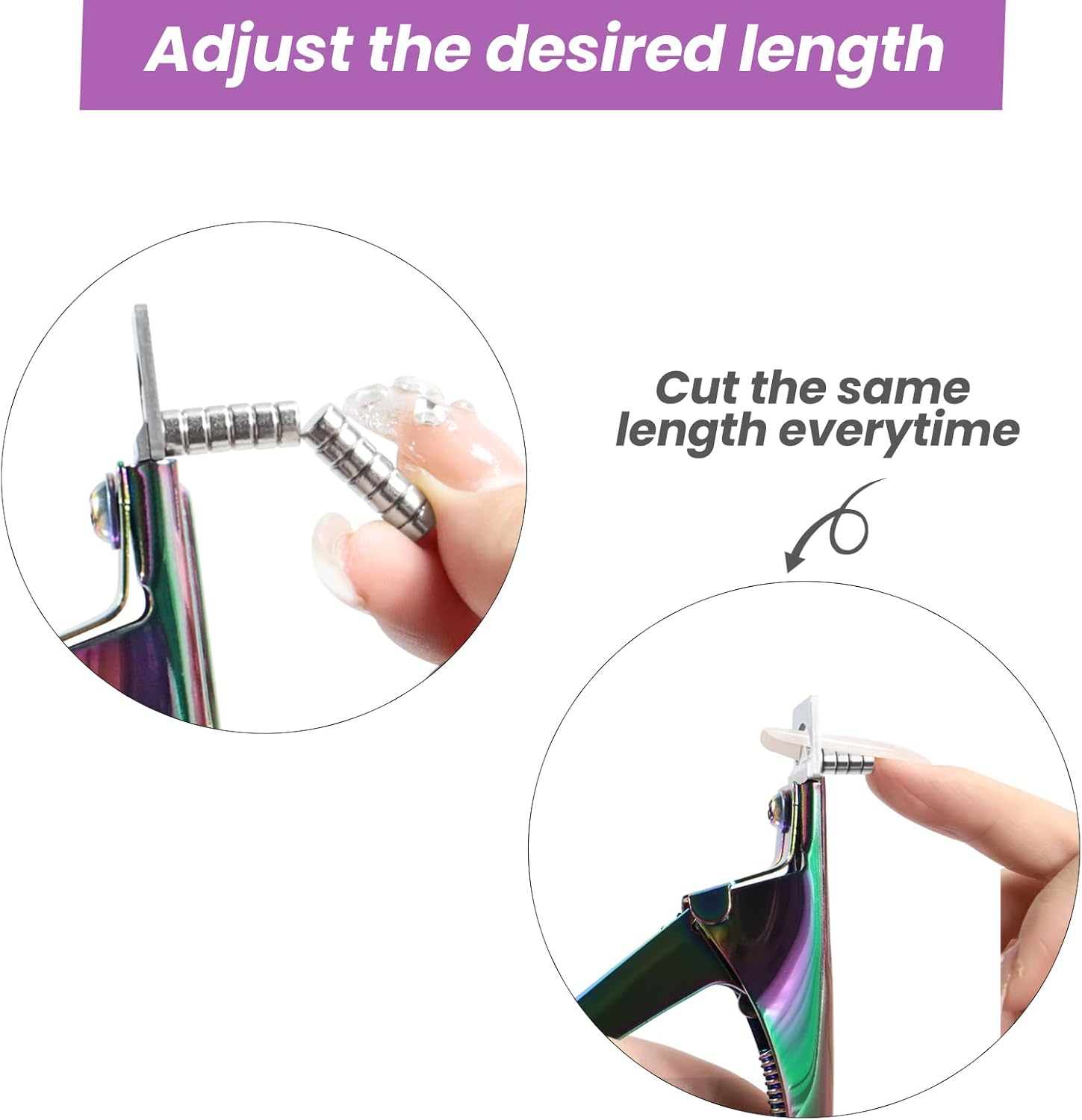 Rainbow Acrylic Nail Clippers with Magnetic Sizer 2 Piece Professional Manicure Set - Image 3