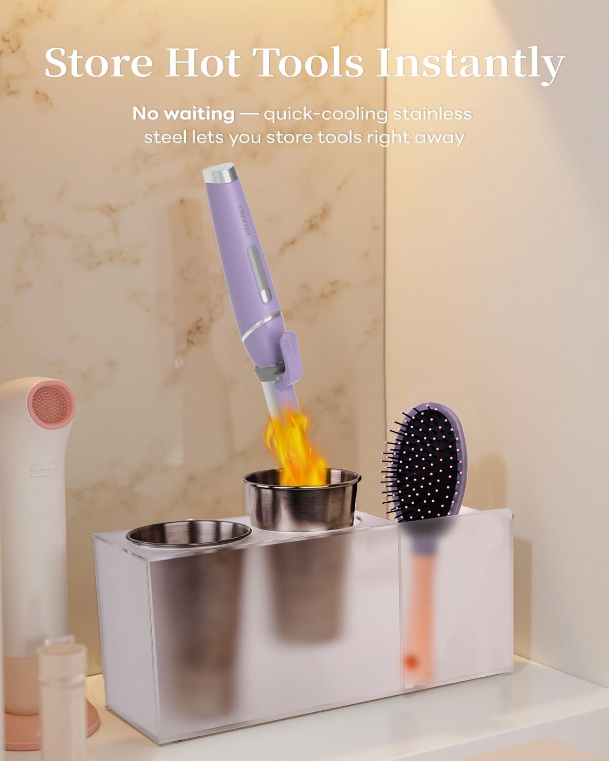 Acrylic Wall-Mounted Holder for Blow Dryer, Curling Iron, Flat Iron - Image 2
