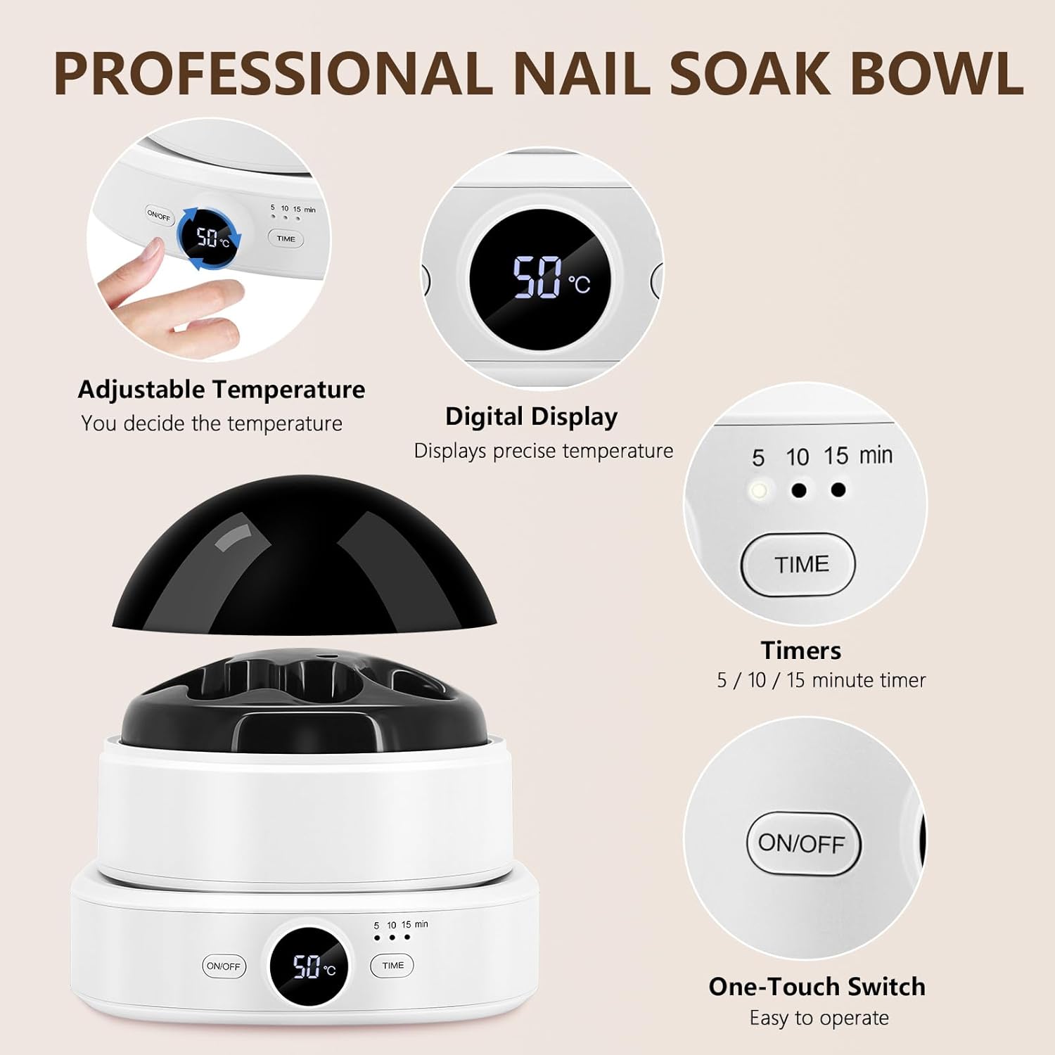 Electric Nail Soaking Bowl for Gel Polish Acrylic Removal Home Use - Image 8