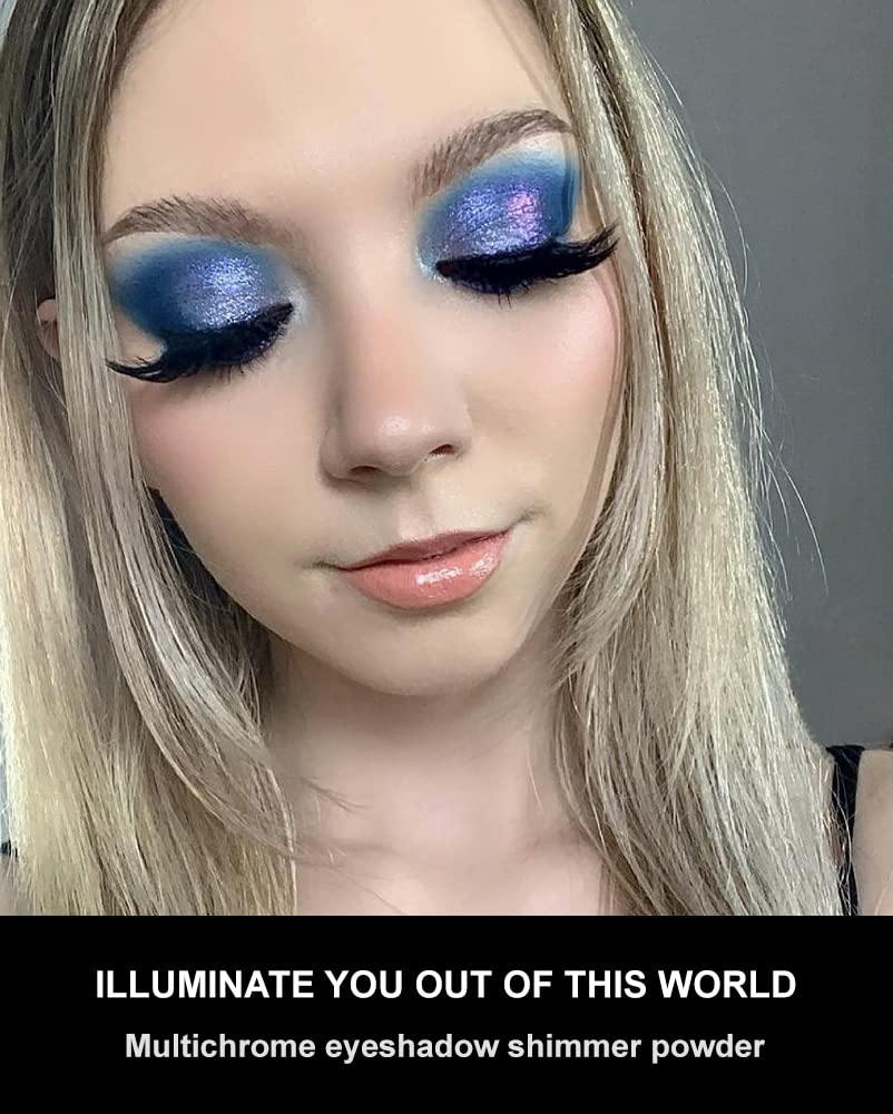 Afflano Holographic Glitter Eyeshadow 4g Silver Blue Shimmer for Blue Eyes - Image 4