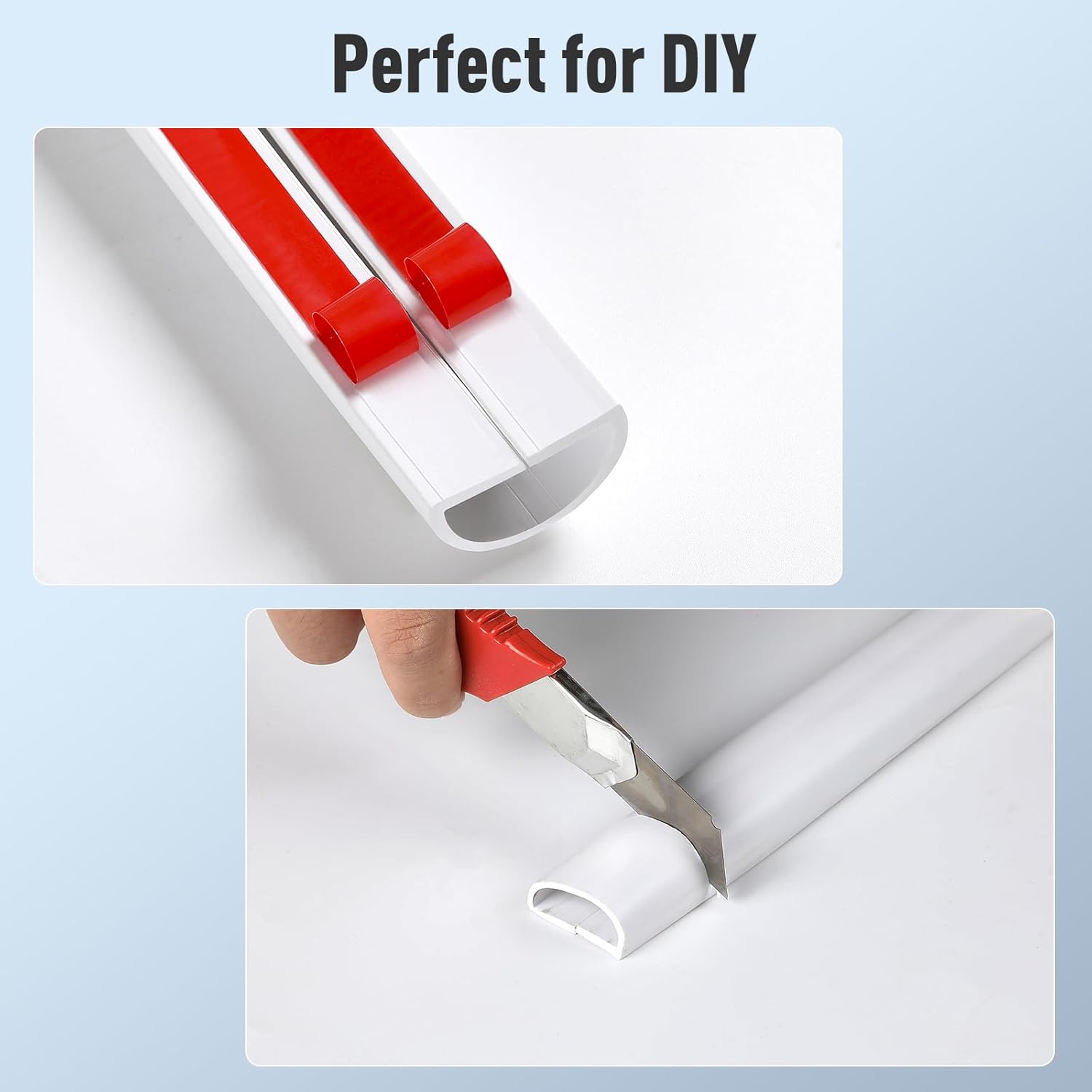 AGPTEK 78 Inch Wall Cord Hider Self-Adhesive Cable Raceway Flexible PVC 1.2" Wide x 0.5" High - Image 5