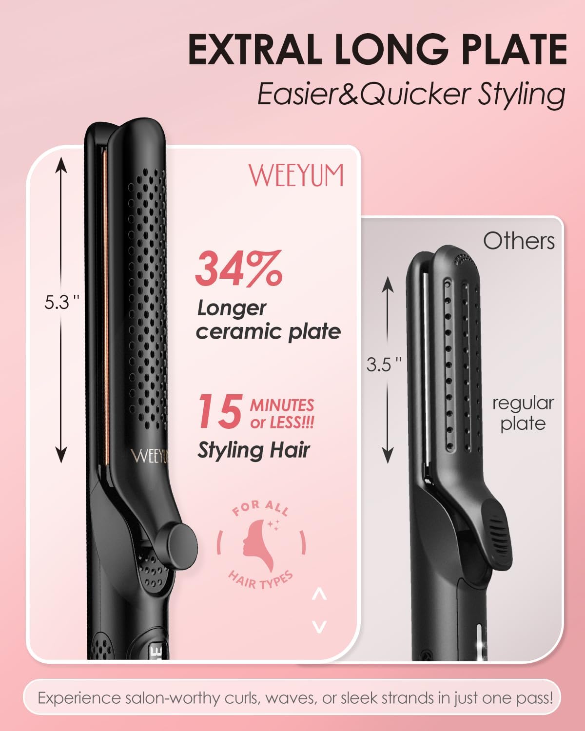 Airflow Styler 1 Inch Extra Long Plates, Dual Voltage 2-in-1 Hair Curler and Straightener - Image 4