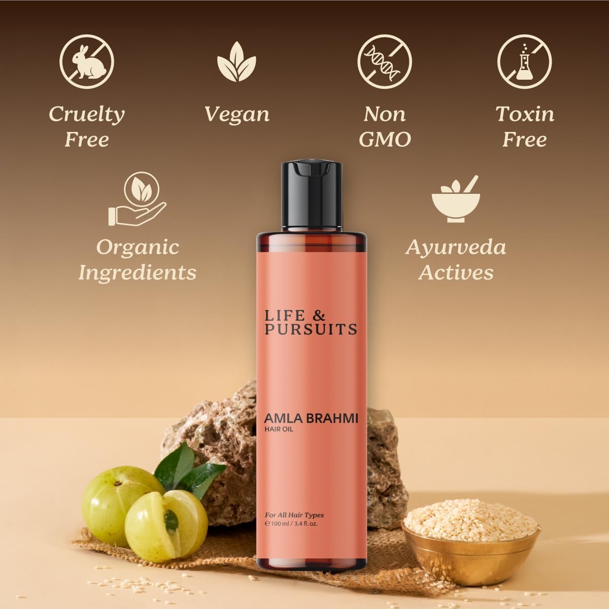 Nourishing Amla Brahmi Hair and Scalp Oil 3.4 Oz Natural Ayurvedic Blend - Image 5