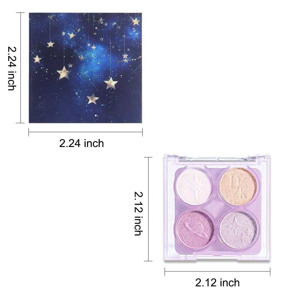 AMY'S DIARY 4 Color Light Purple Glitter Eyeshadow Palette Long-Lasting Vegan Makeup - Image 6