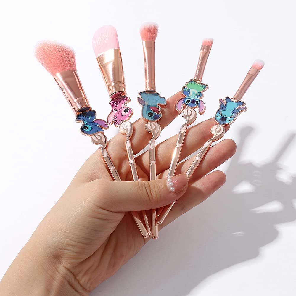 Anime Stitch 7-Piece Premium Synthetic Makeup Brush Set for Women and Girls - Image 2