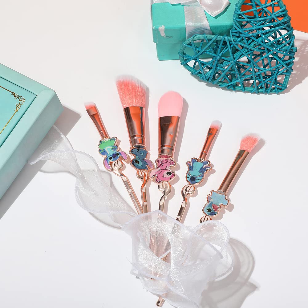 Anime Stitch 7-Piece Premium Synthetic Makeup Brush Set for Women and Girls - Image 7