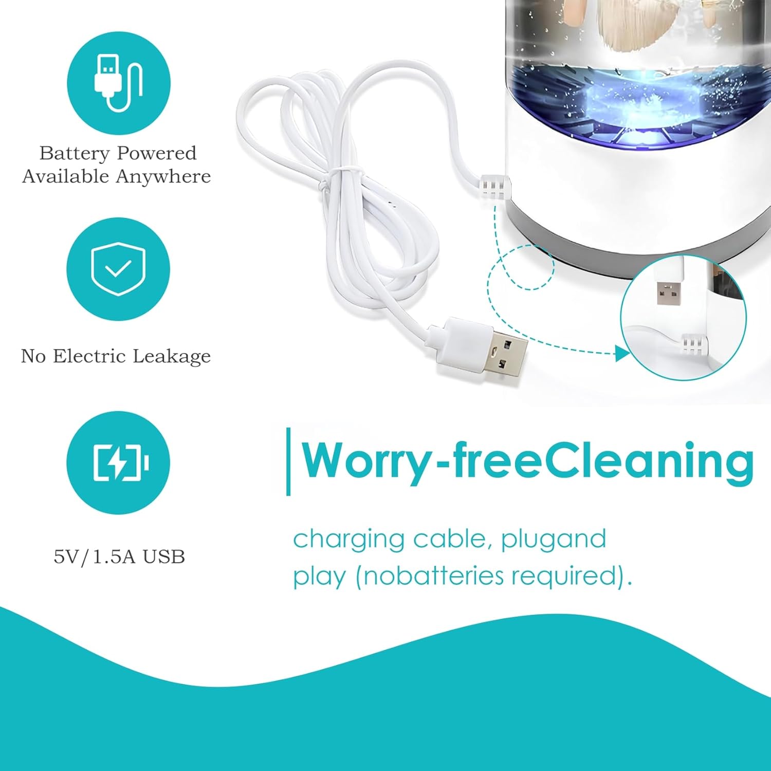 Automatic Electric Makeup Brush Cleaner Machine Black Fast Efficient Cleaning - Image 3