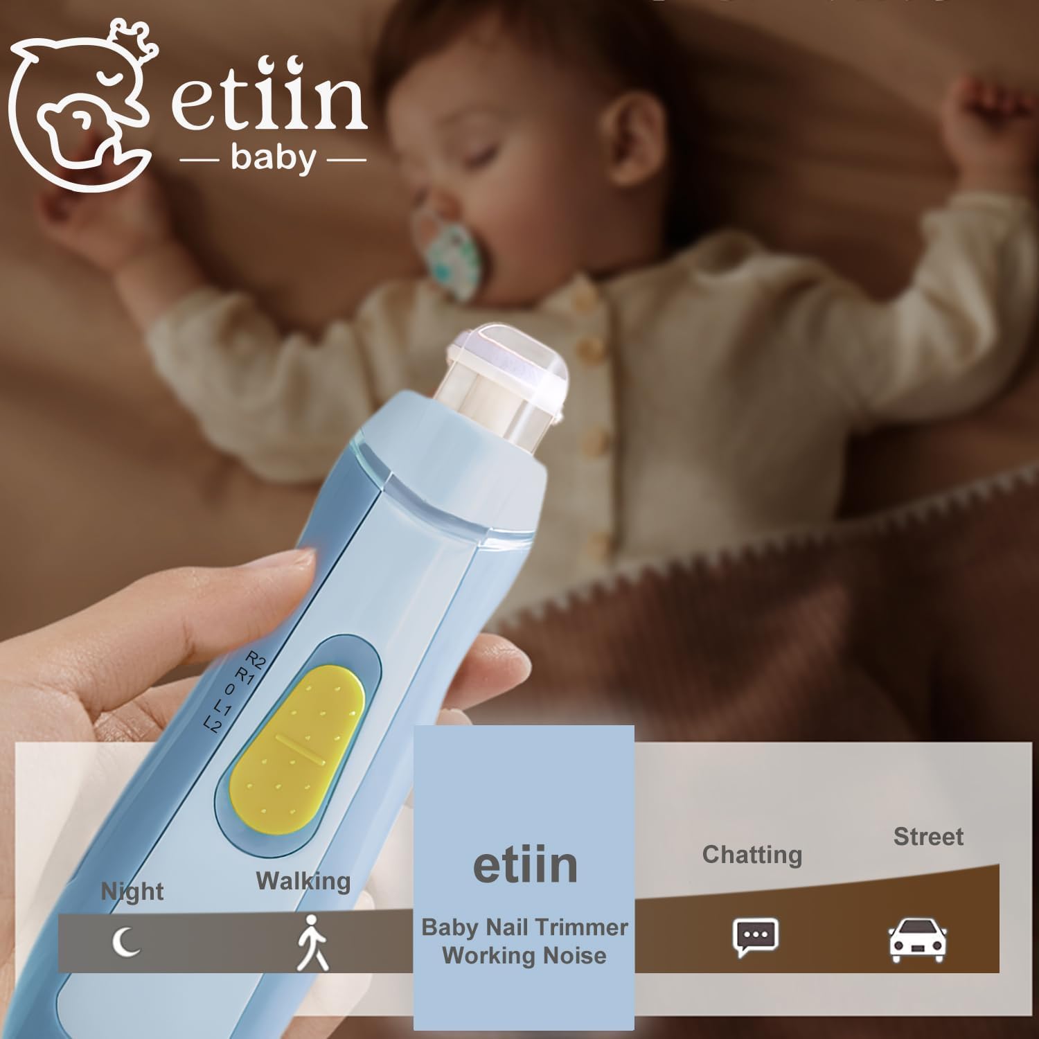 Gentle Baby Electric Nail File and Trimmer with 7 Buffers, LED Light, and Case - Image 3
