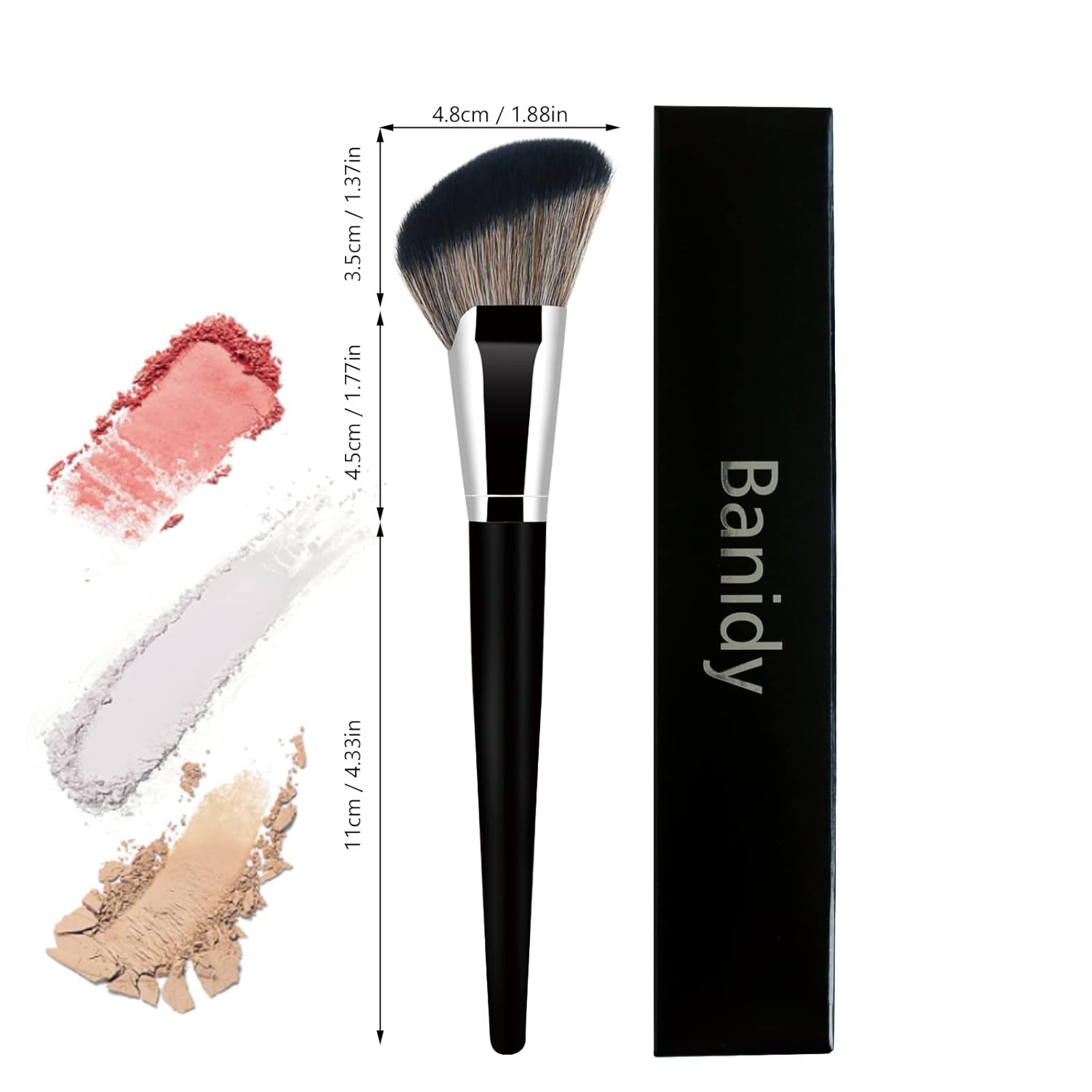 Banidy 5-Piece Angled Makeup Brush Set with Triangle Powder, Fan, Blush Brushes, Soft Bristles - Image 7