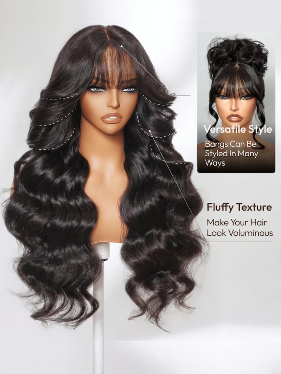 Beauty Forever 18 Inch Loose Wave Black Glueless Human Hair Wig 180% Density - Image 4