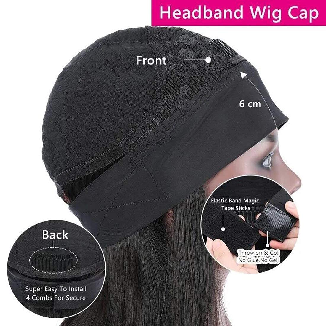 Beauty Forever 20 Inch Body Wave Human Hair Headband Wig 150% Density Pre-attached Scarf - Image 5